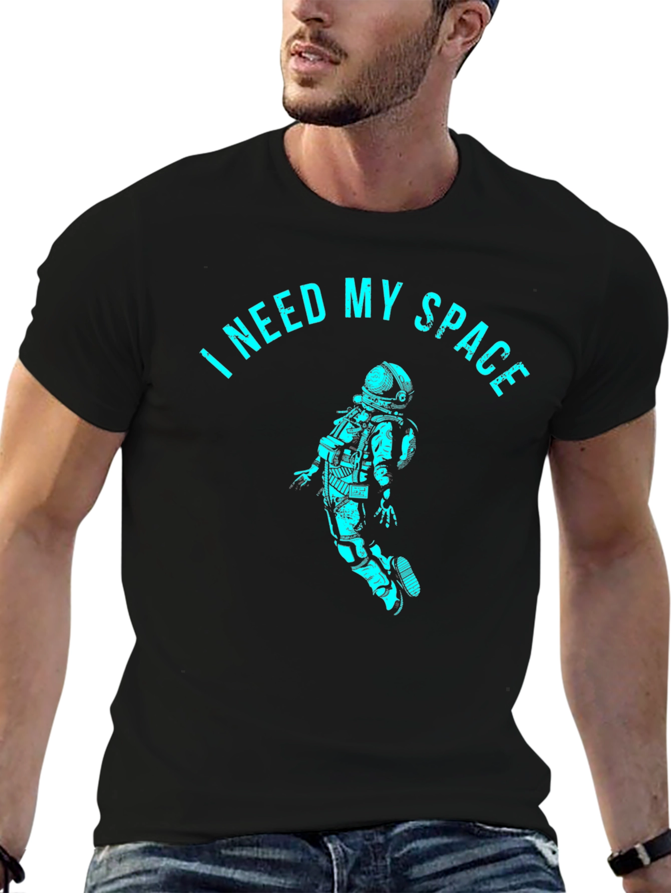 Black I Need My Space T-Shirt - Astronaut Design view 6