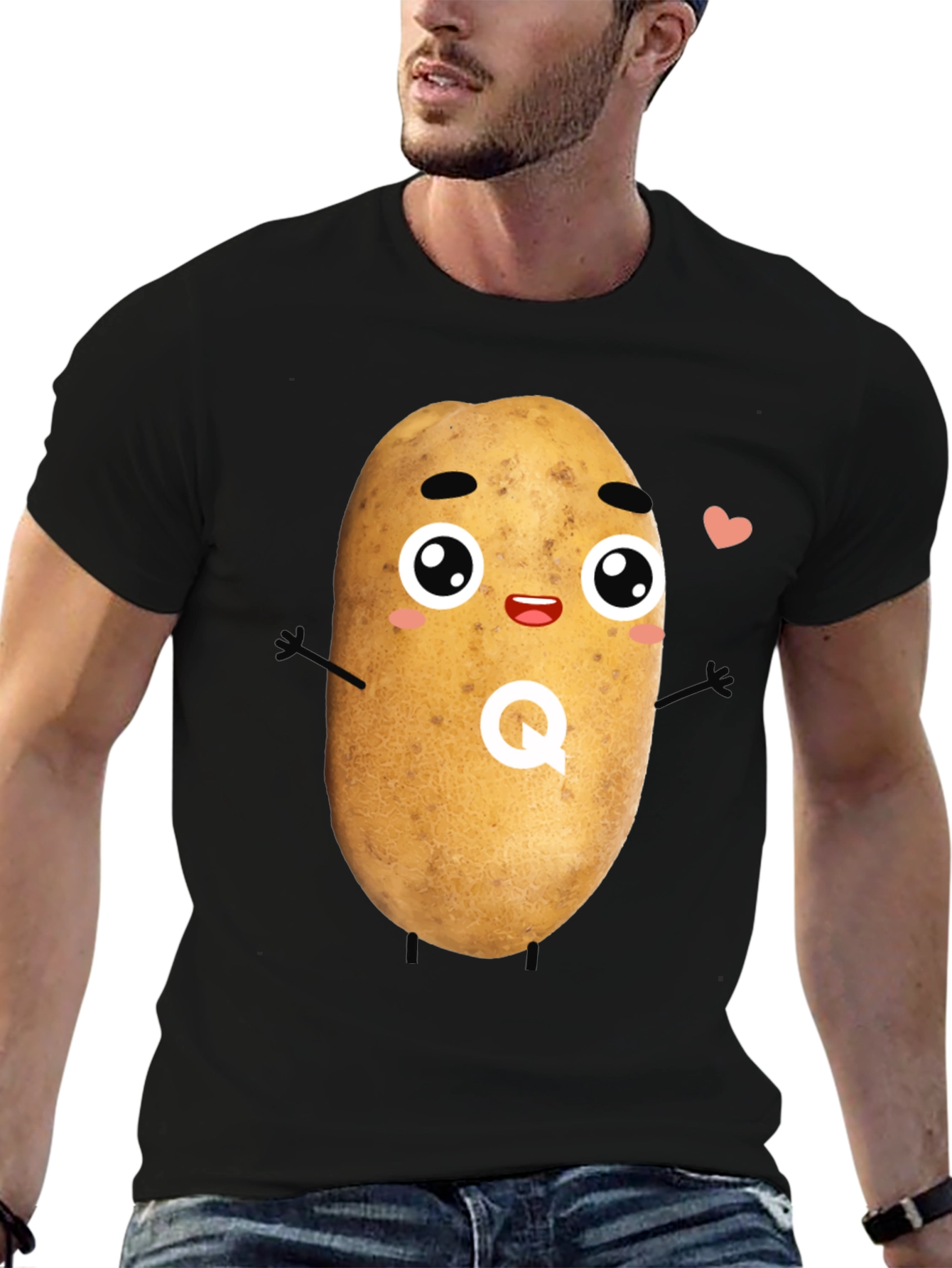 Black Kawaii Potato T-Shirt - Funny Graphic Tee view 6
