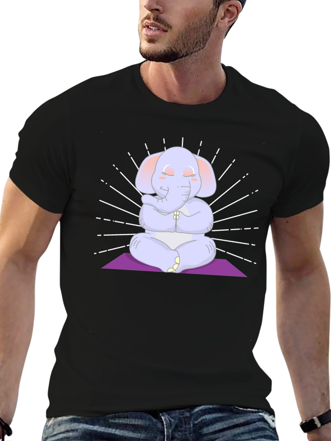 Black Zen Elephant Graphic T-Shirt view 6