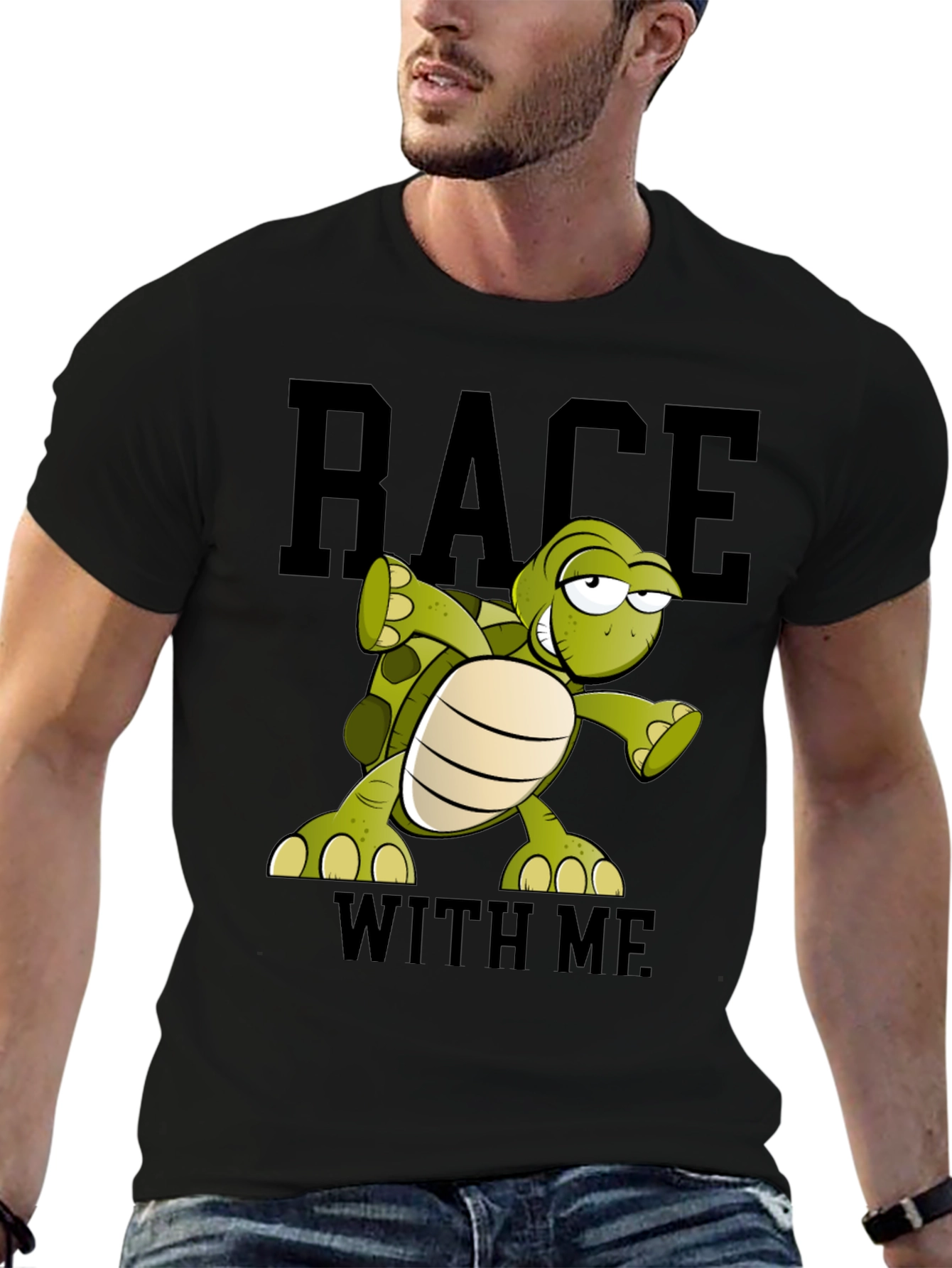 Black Funny Turtle Race T-Shirt - Black view 6
