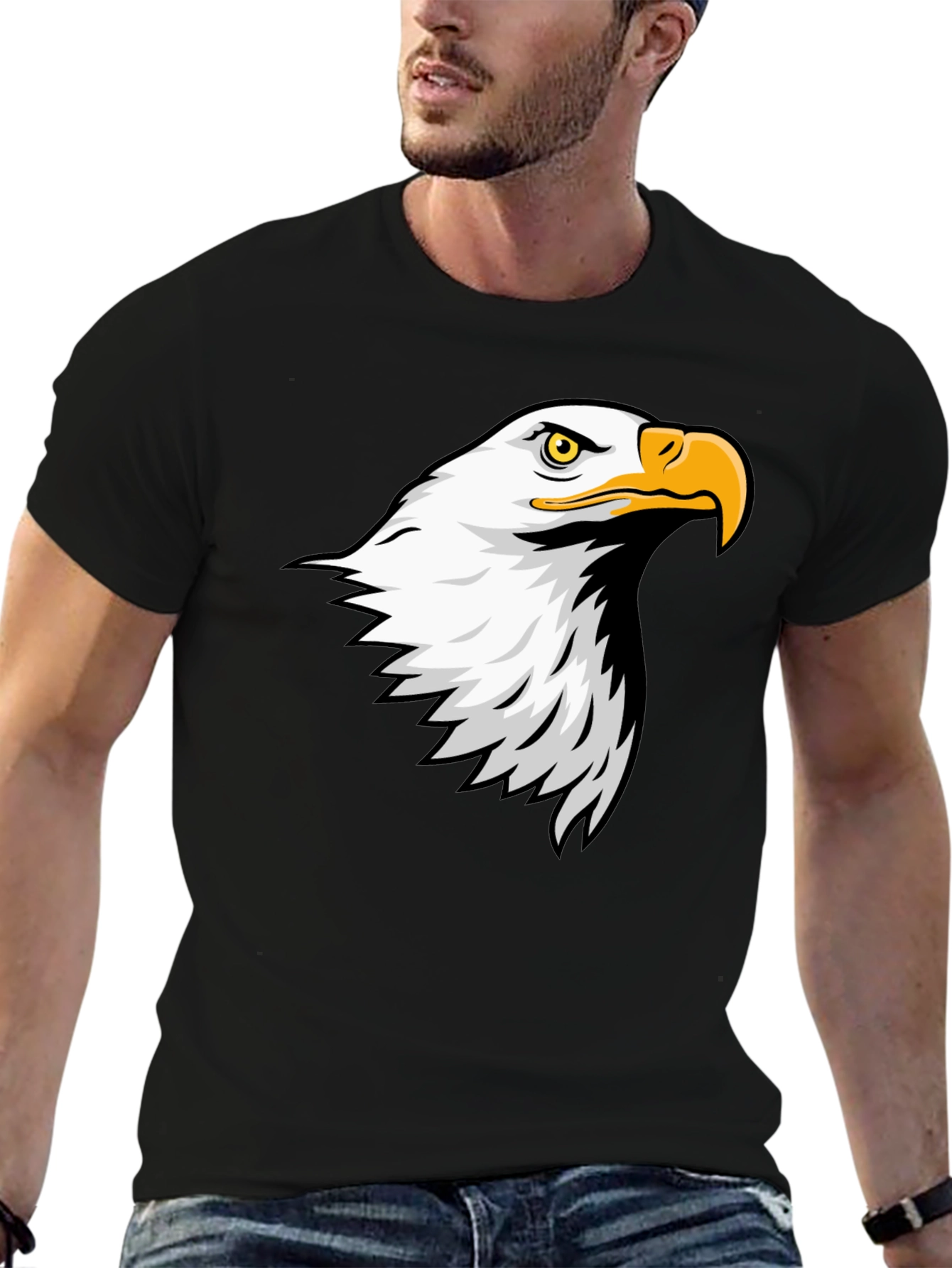Black Eagle Graphic Tee - Men's Black Cotton T-Shirt view 6