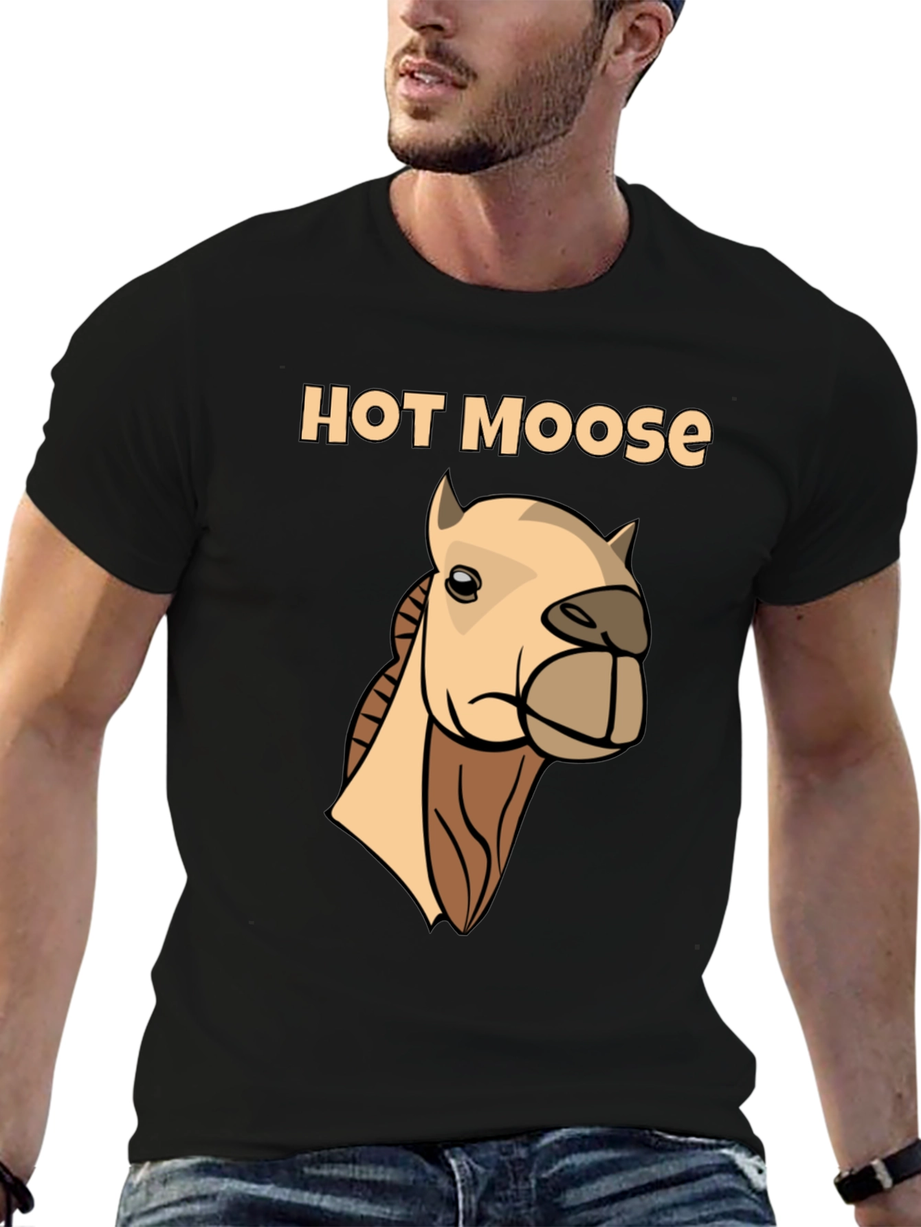 Black Hot Moose T-Shirt - Novelty Graphic Tee view 6