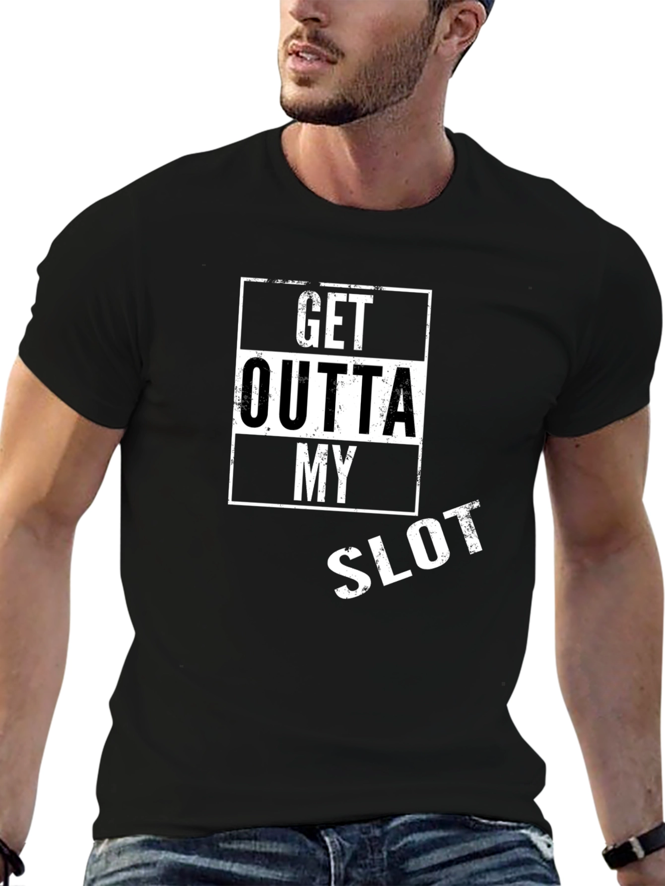 Black Get Outta My Slot Black T-Shirt view 6