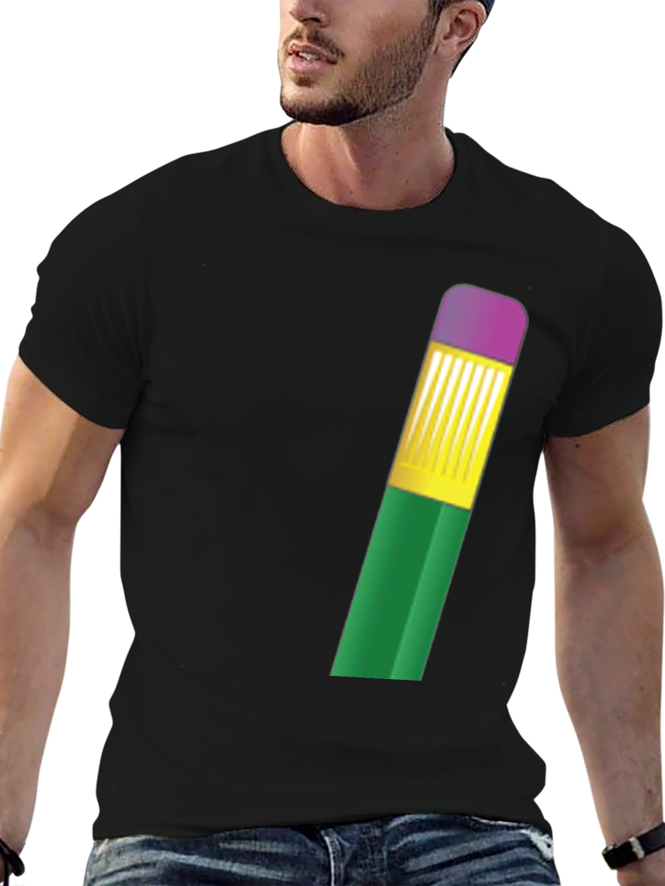 Black Novelty Pencil T-Shirt - Quirky Graphic Tee view 6