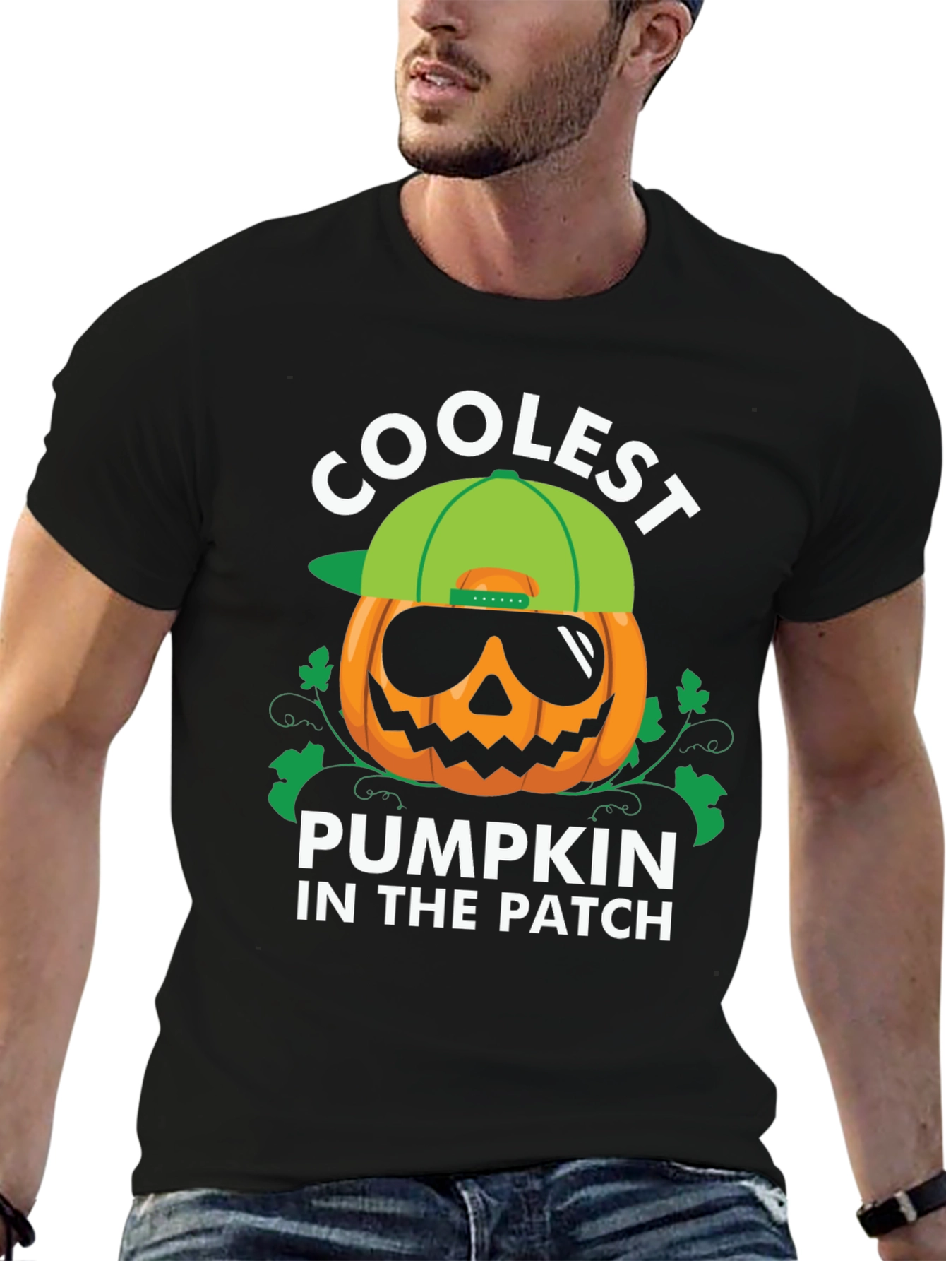 Black Coolest Pumpkin in the Patch Black T-Shirt view 6