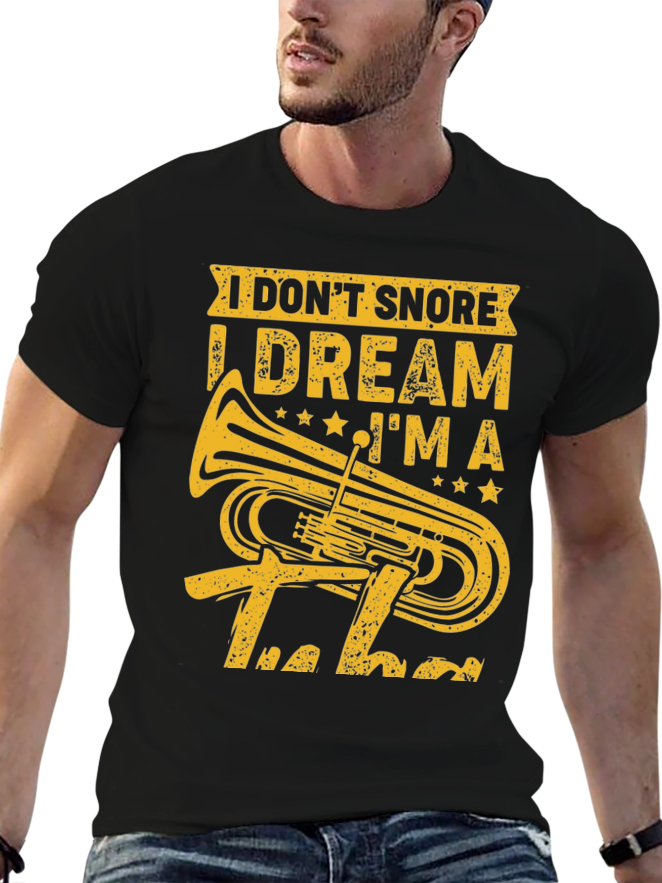 Black I Don't Snore I Dream I'm A Tuba T-Shirt view 6