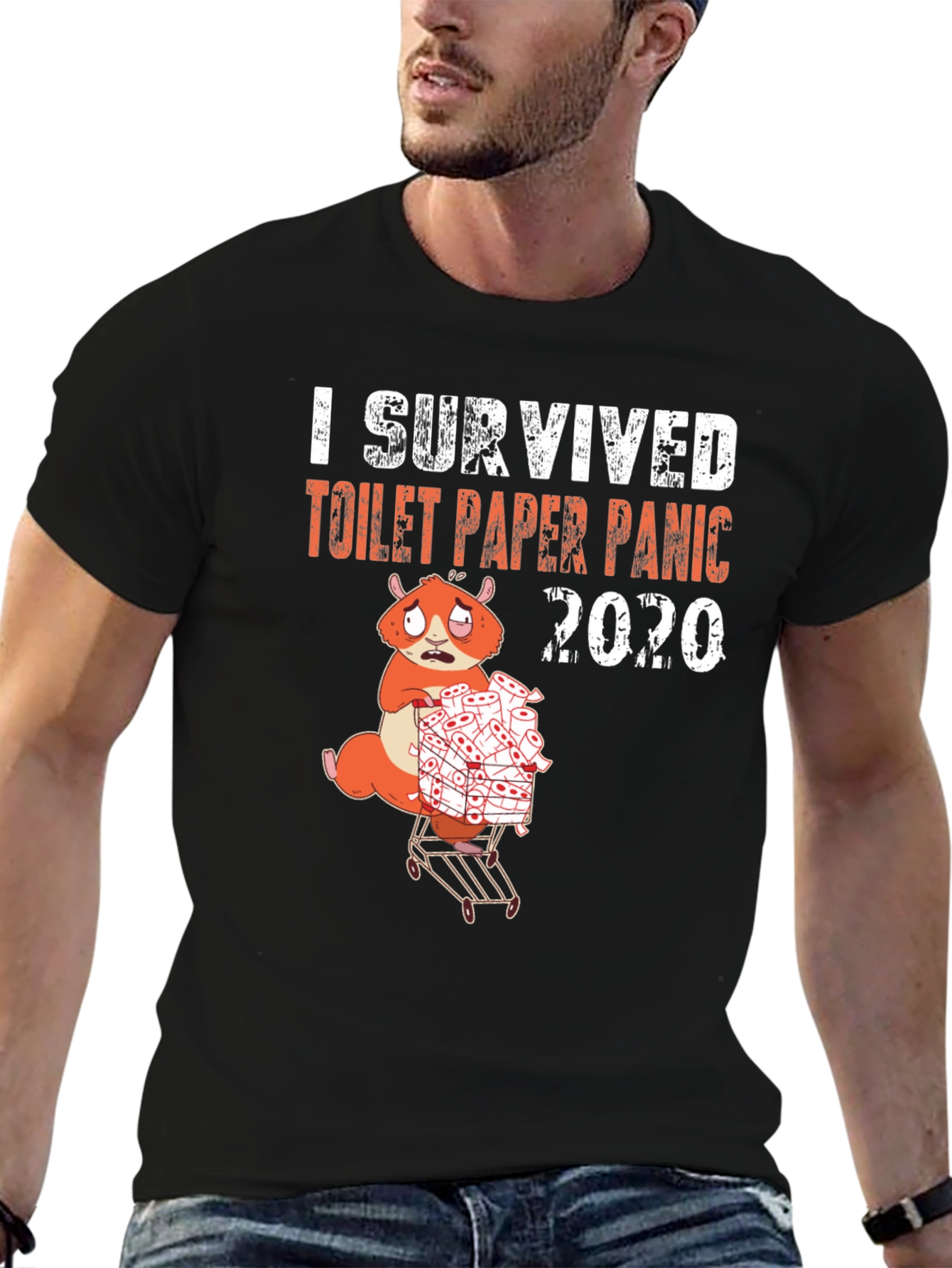 Black I Survived Toilet Paper Panic 2020 T-Shirt view 6