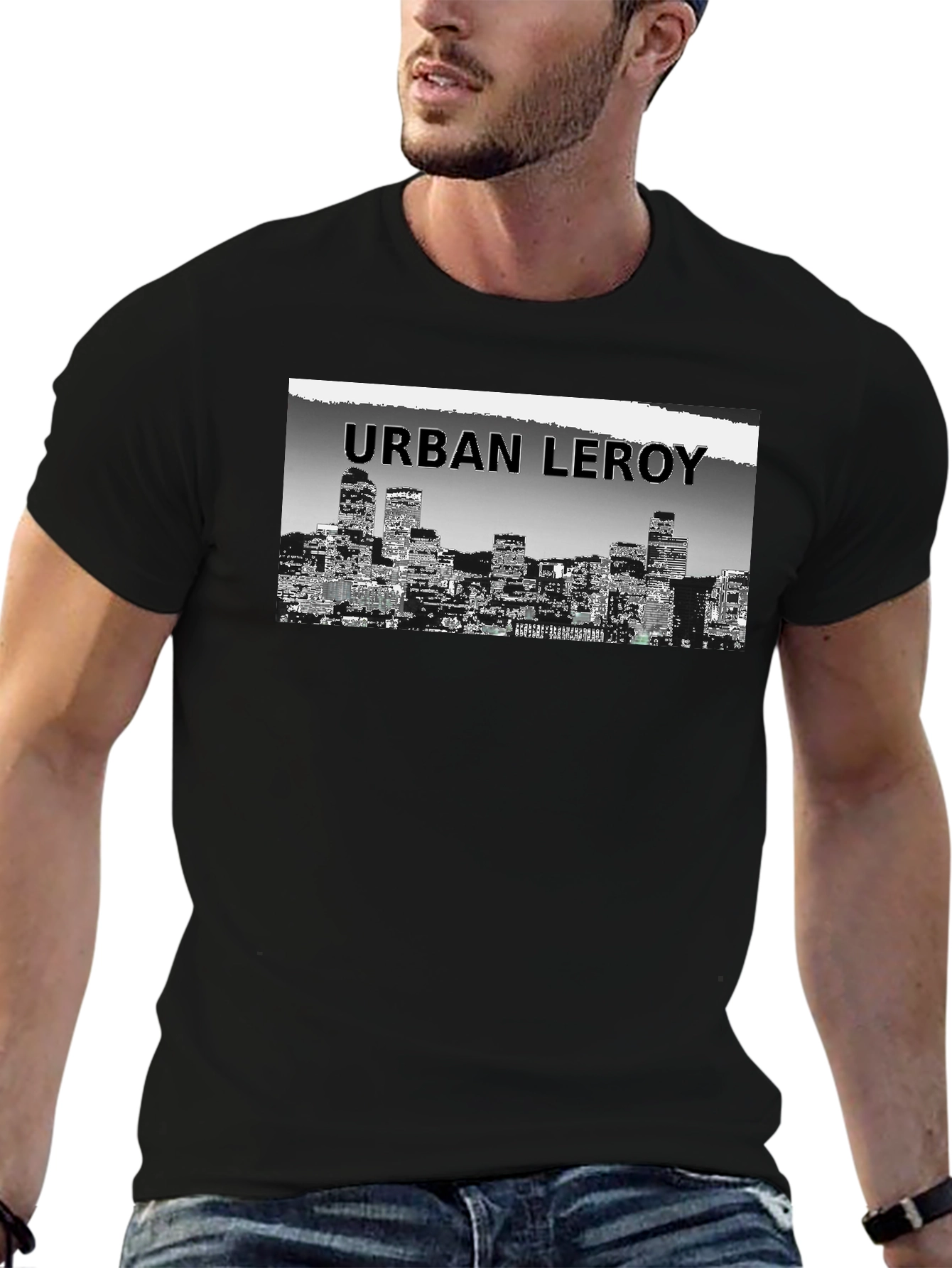 Black Urban Leroy Cityscape Graphic Tee - Black view 6