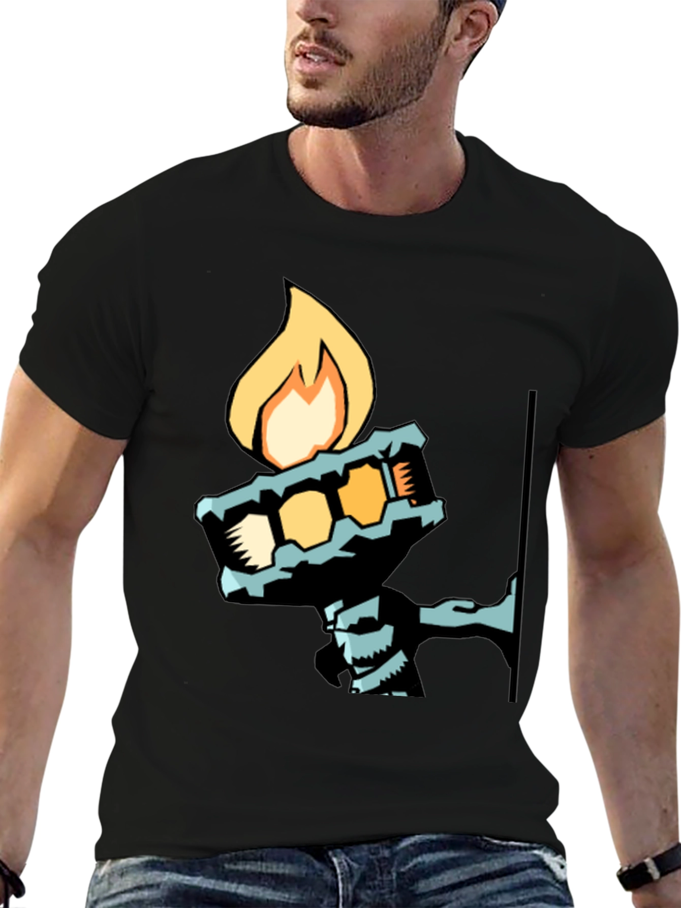 Black Cool Graphic Tee - Torch Bearer Design view 6