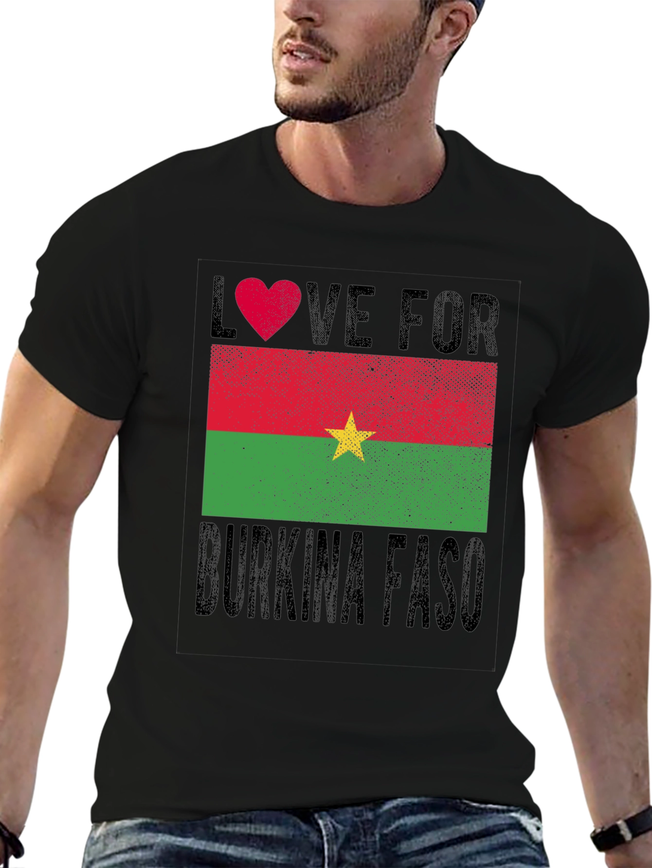 Black Burkina Faso Flag Heart T-Shirt - Love for Country Tee view 6