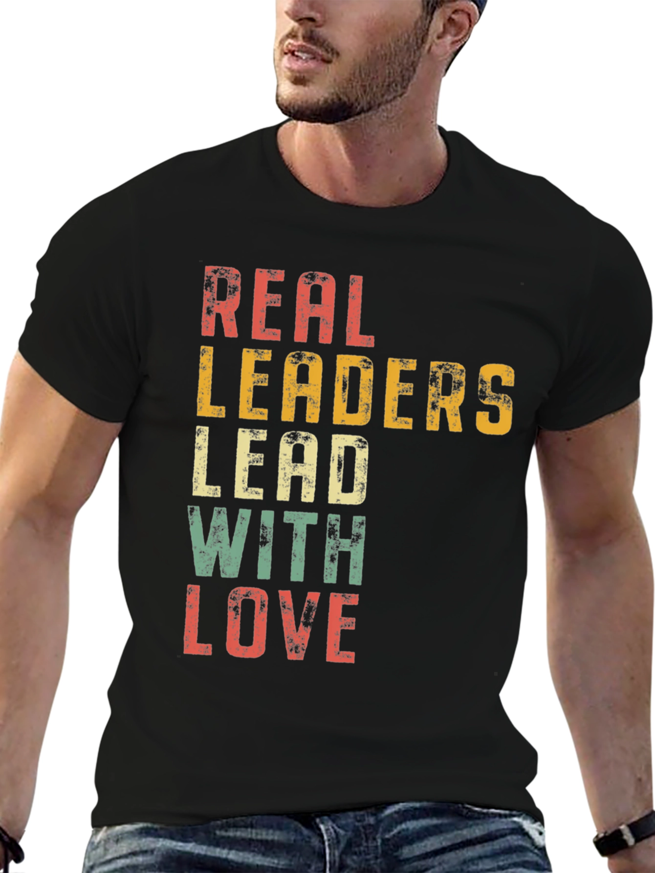 Black Real Leaders Lead With Love Graphic Tee view 6