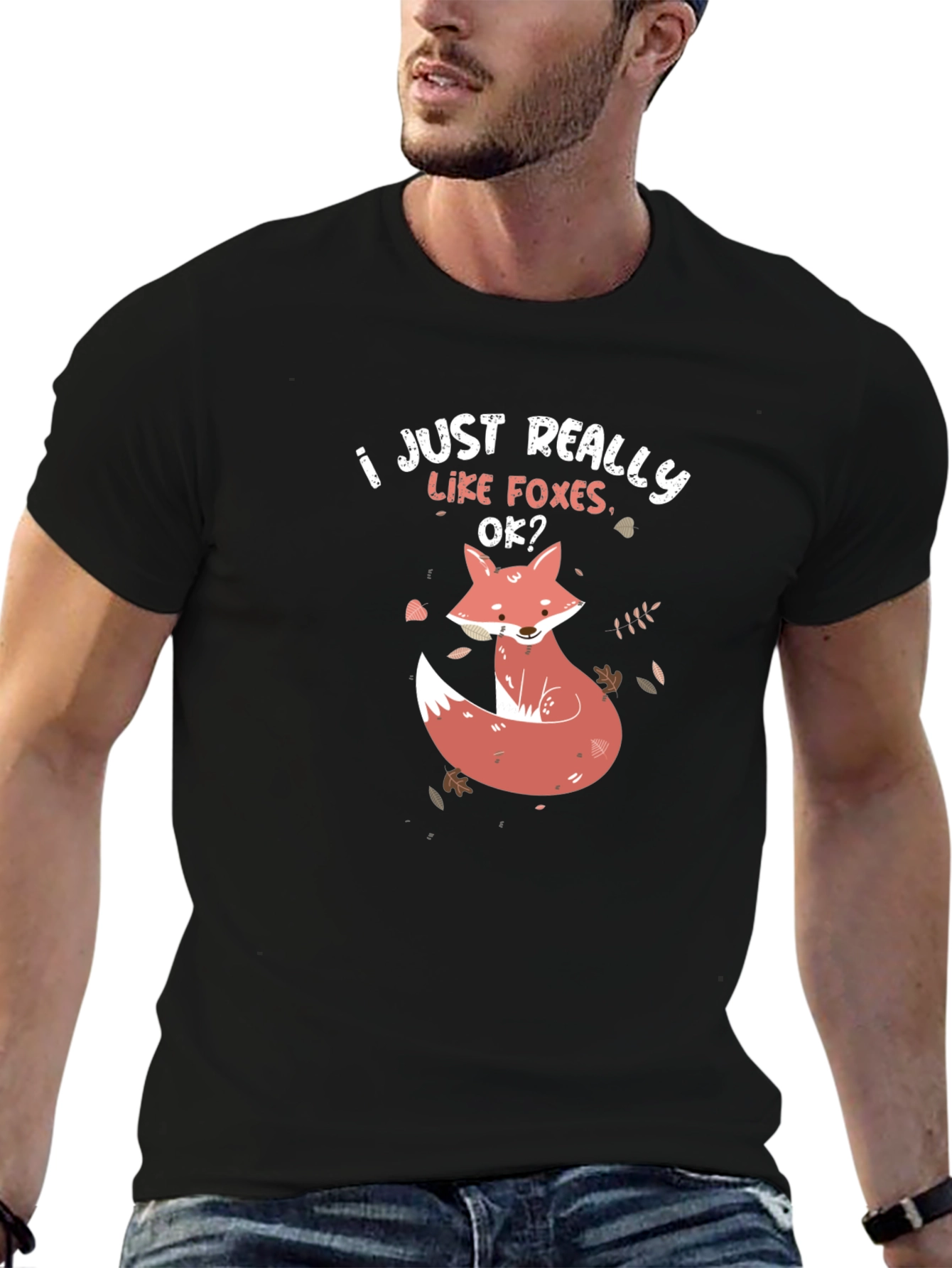 Black I Just Really Like Foxes T-Shirt view 6