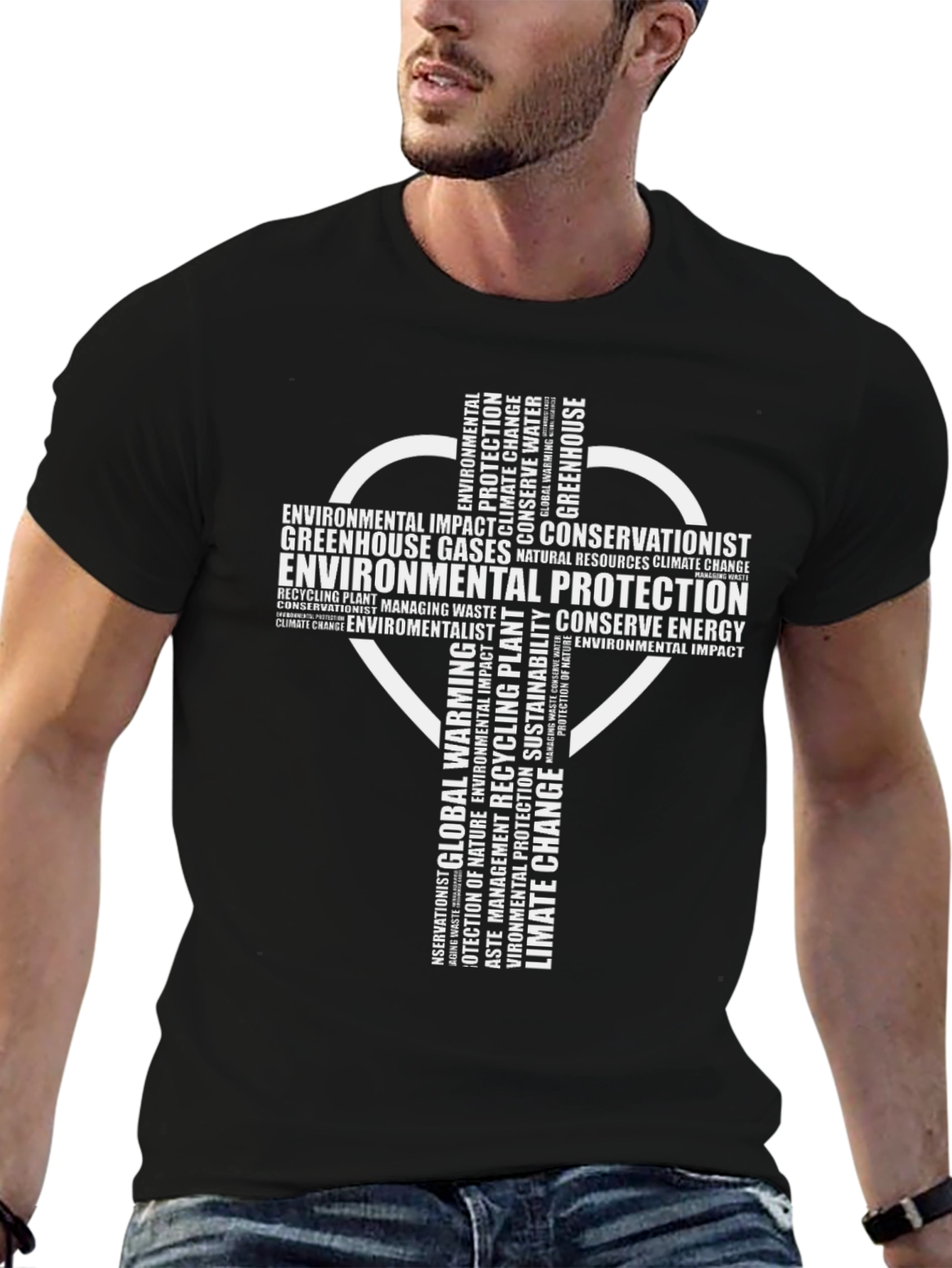 Black Eco-Friendly Environmental Protection T-Shirt view 6