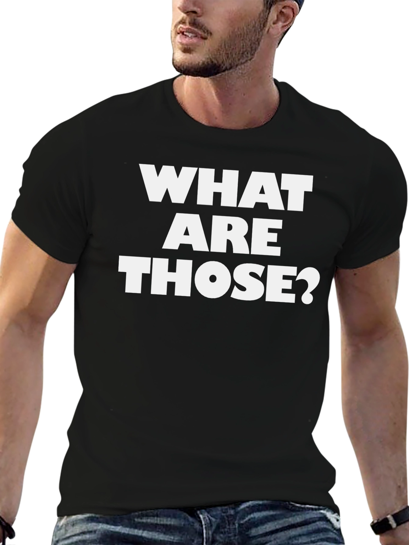 Black What Are Those? Graphic Tee - Funny Black T-Shirt view 6