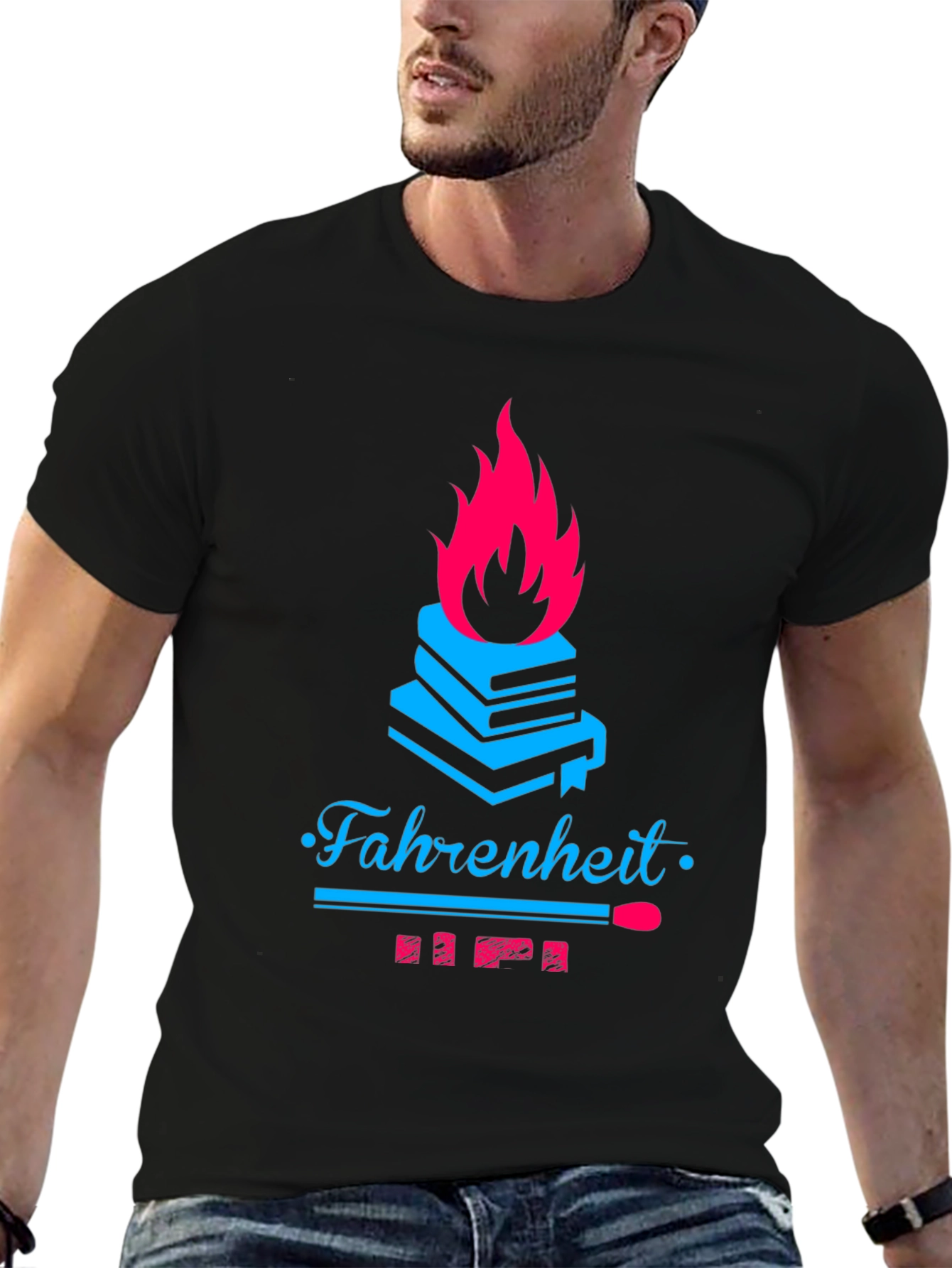 Black Fahrenheit Book Burning Graphic Tee view 6