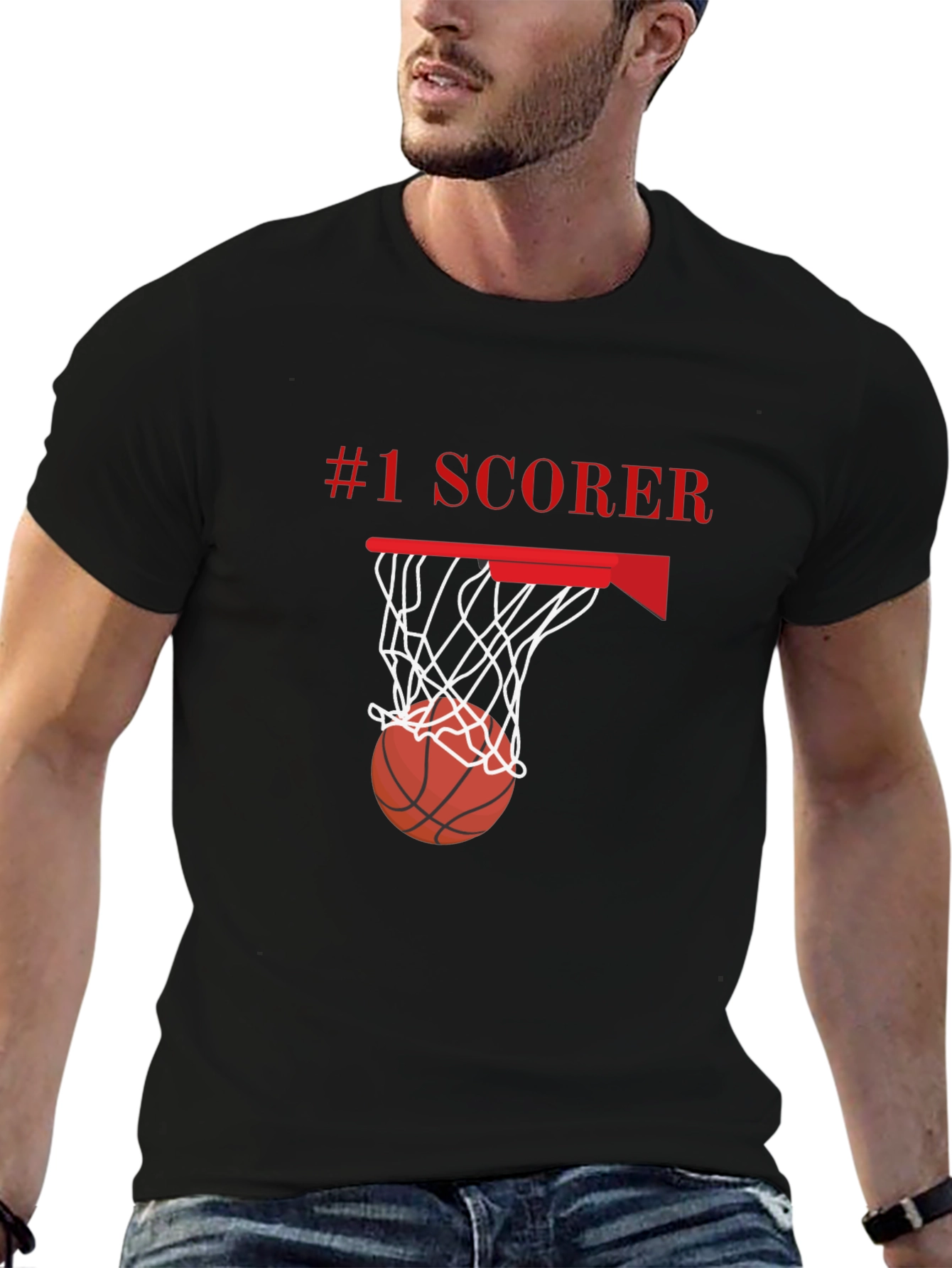 Black #1 Scorer Basketball Graphic Tee - Stylish Player Shirt view 6