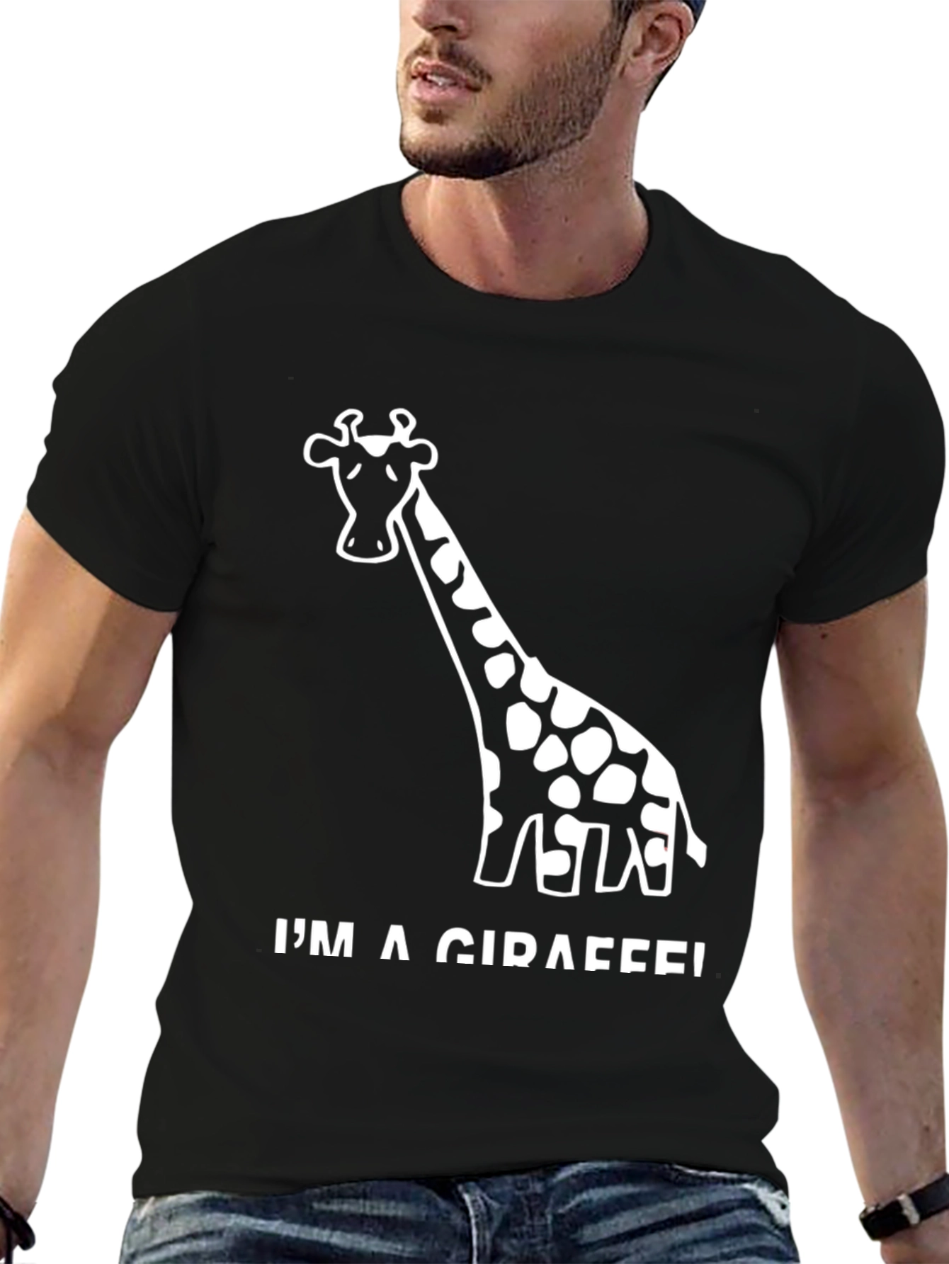 Black I'm a Giraffe! Graphic T-Shirt view 6