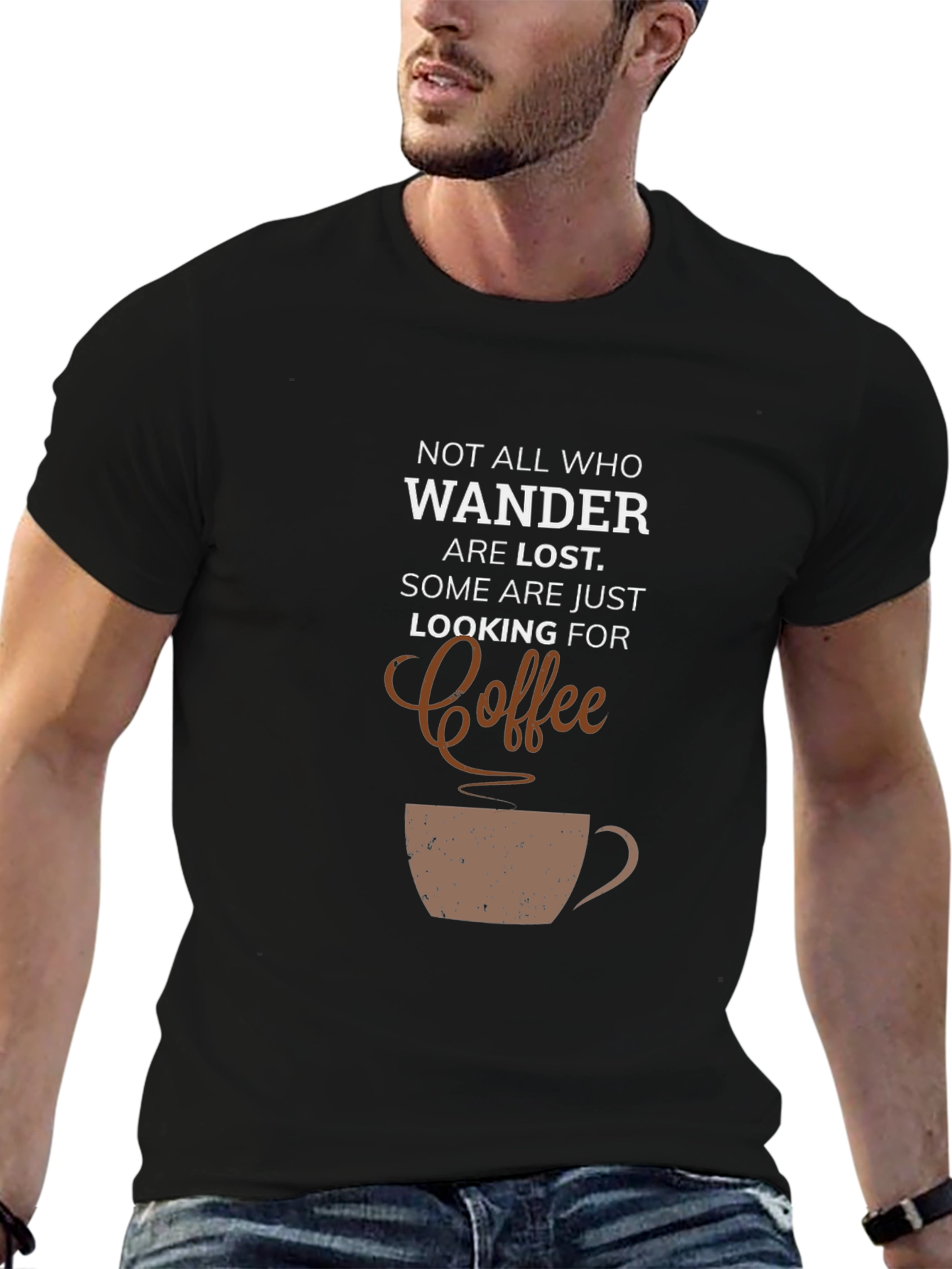 Black Wander Coffee Graphic Tee - Black view 6