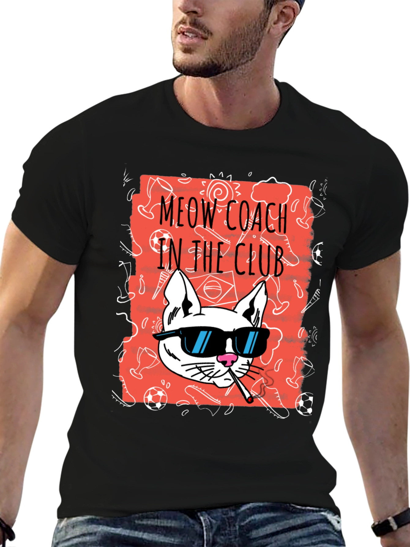 Black Meow Coach in the Club T-Shirt view 6