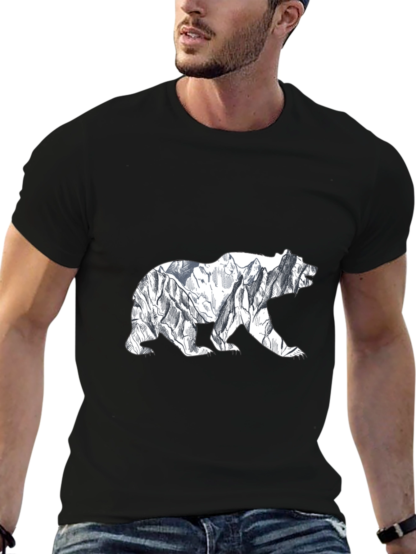 Black Mountain Bear Graphic Tee - Black view 6