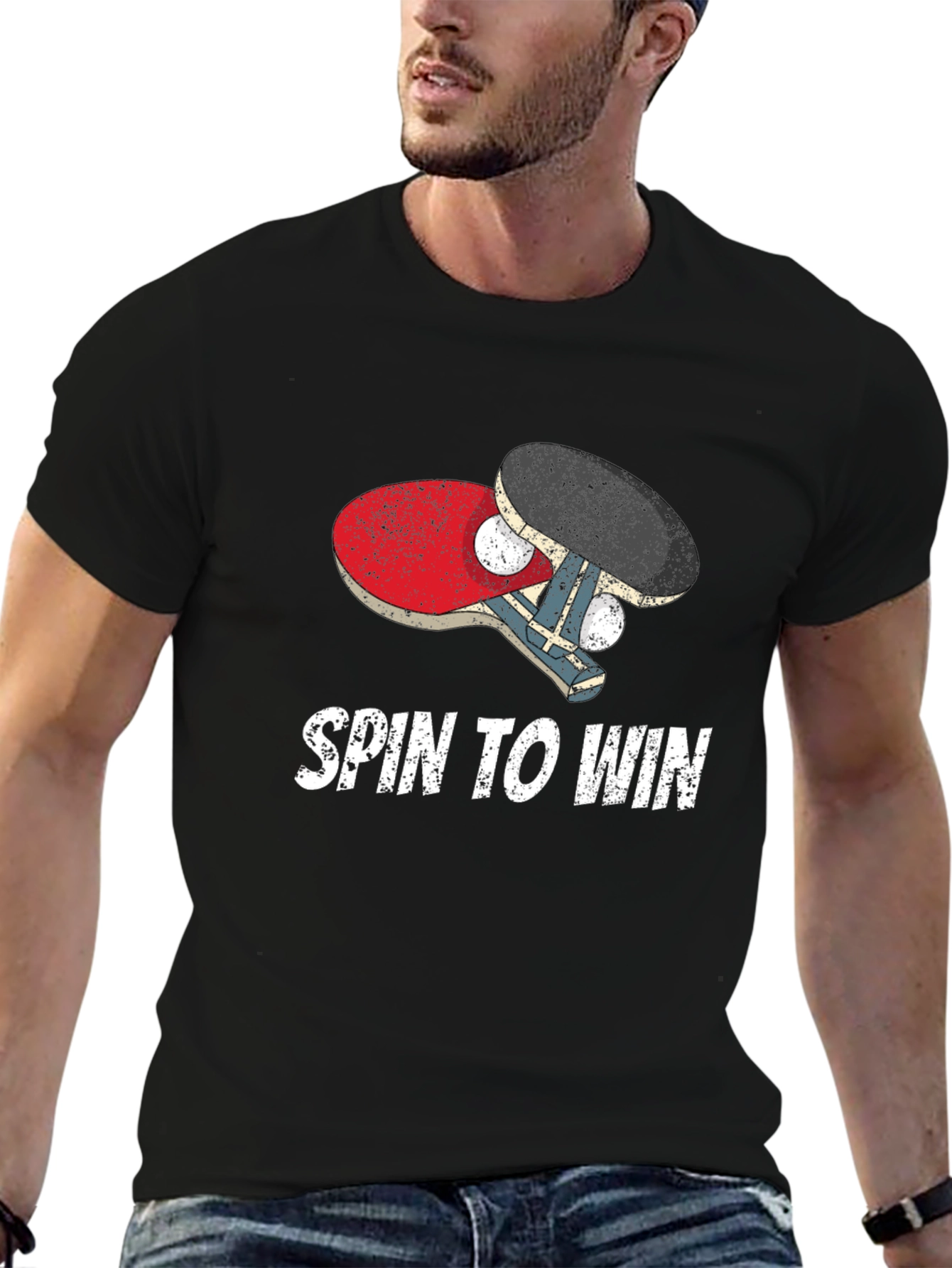Black Spin To Win Ping Pong T-Shirt view 6