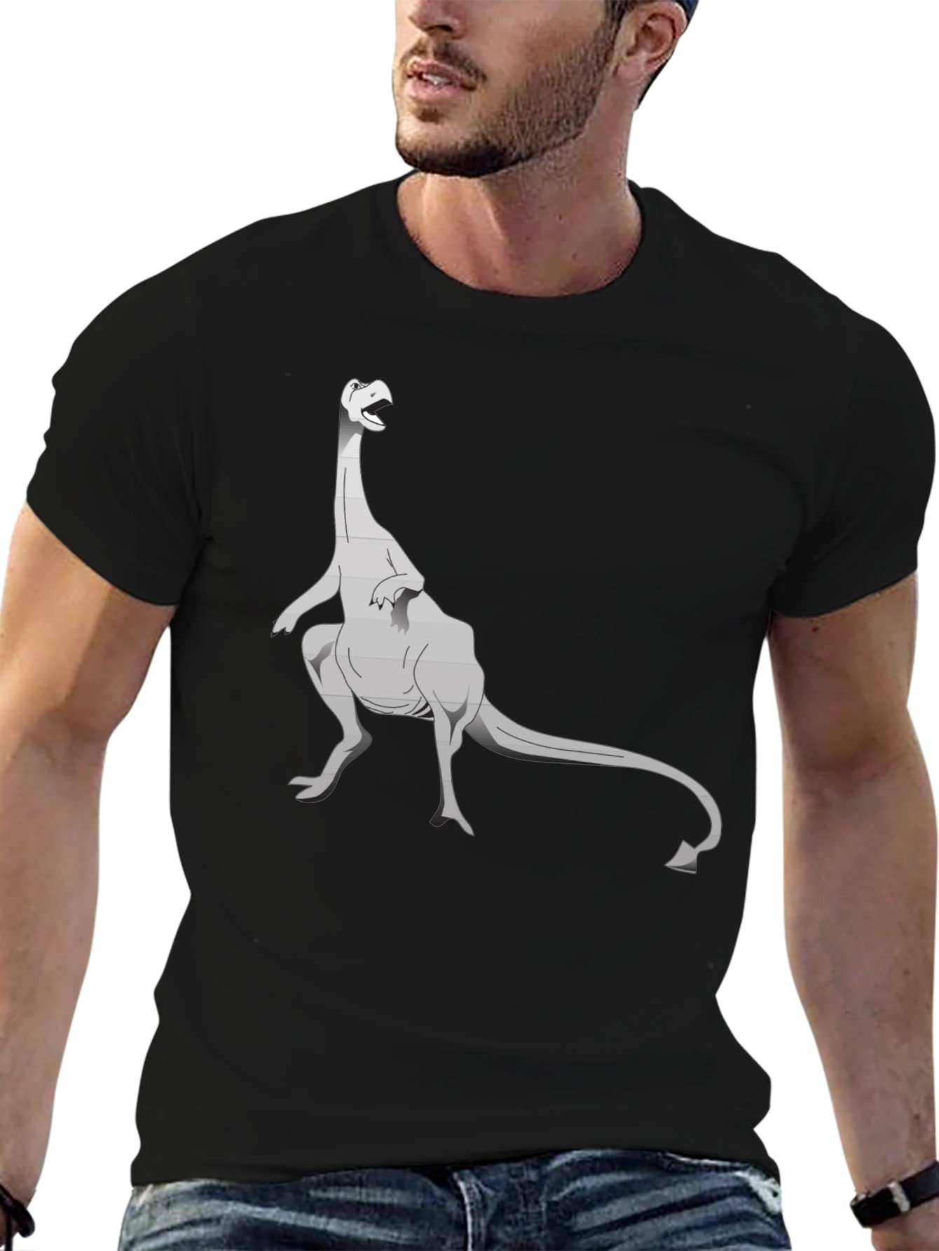 Black Dinosaur Graphic Tee - Classic Black T-Shirt view 6