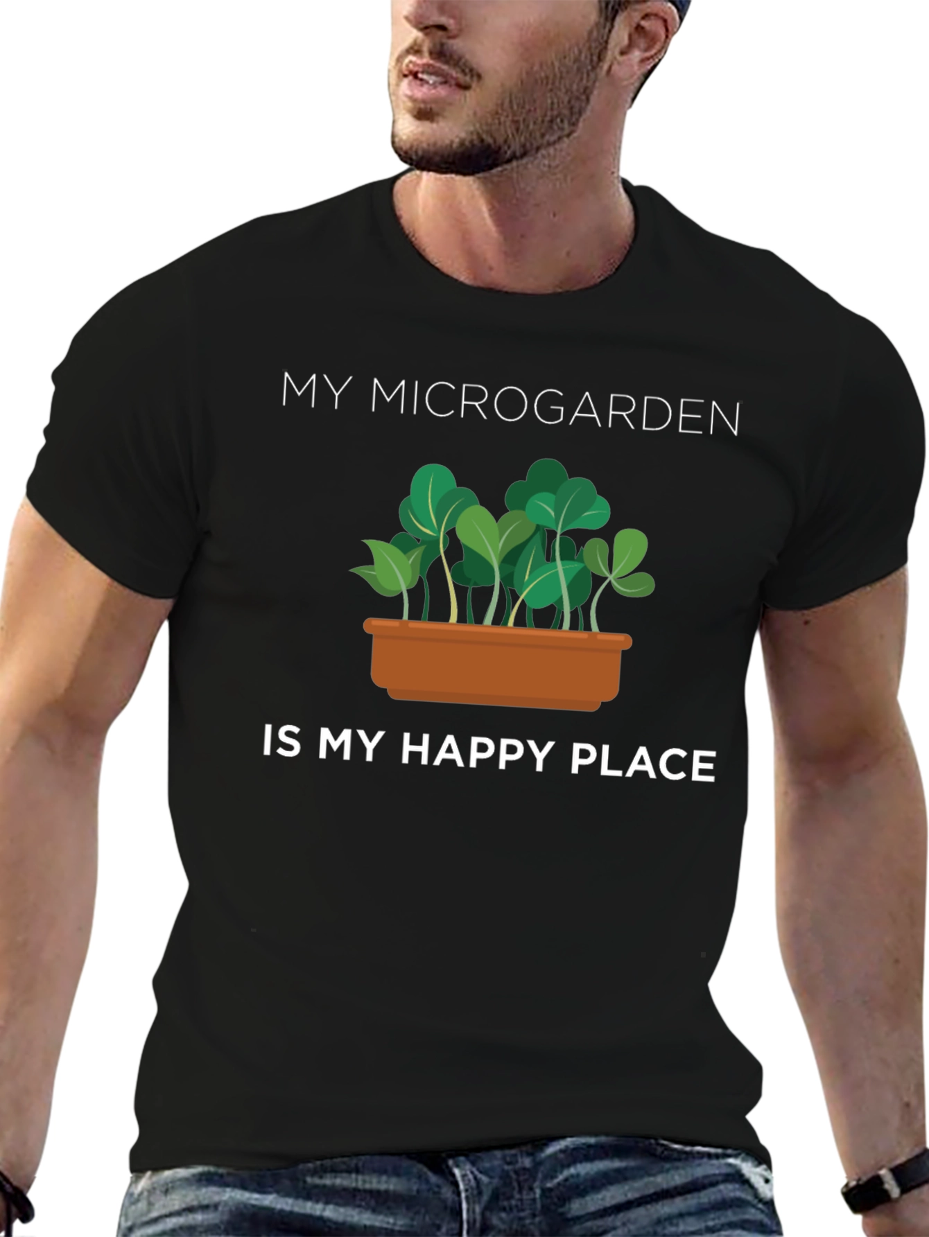 Black Microgarden Happy Place Black T-Shirt view 6
