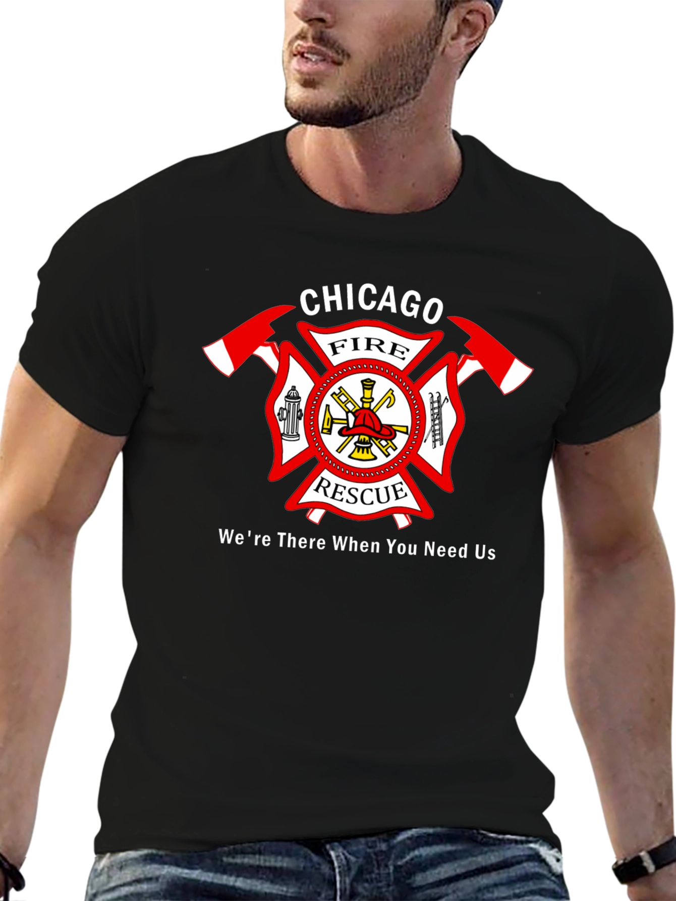 Black Chicago Fire Rescue T-Shirt view 6