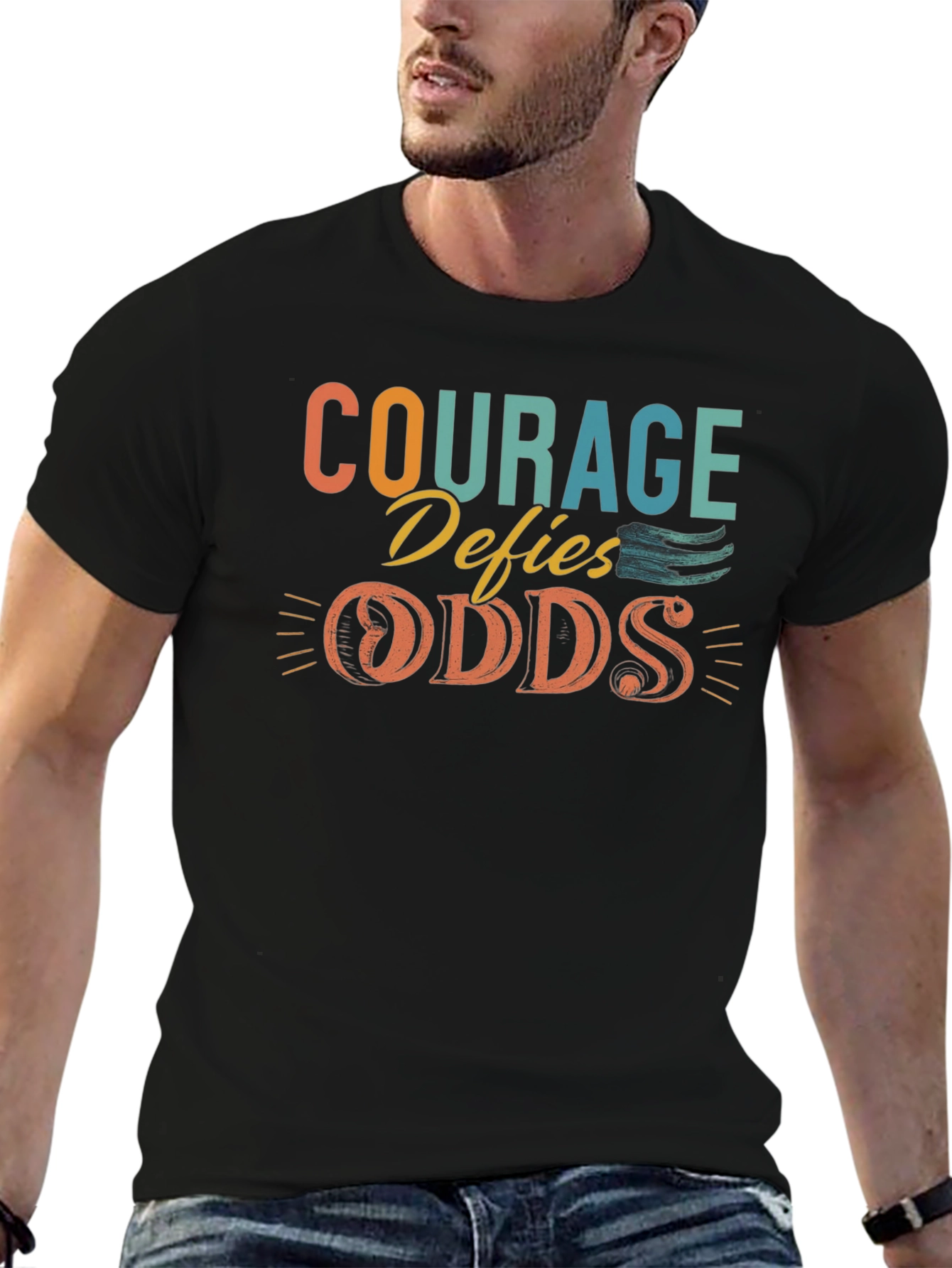 Black Courage Defies Odds Graphic Tee view 6