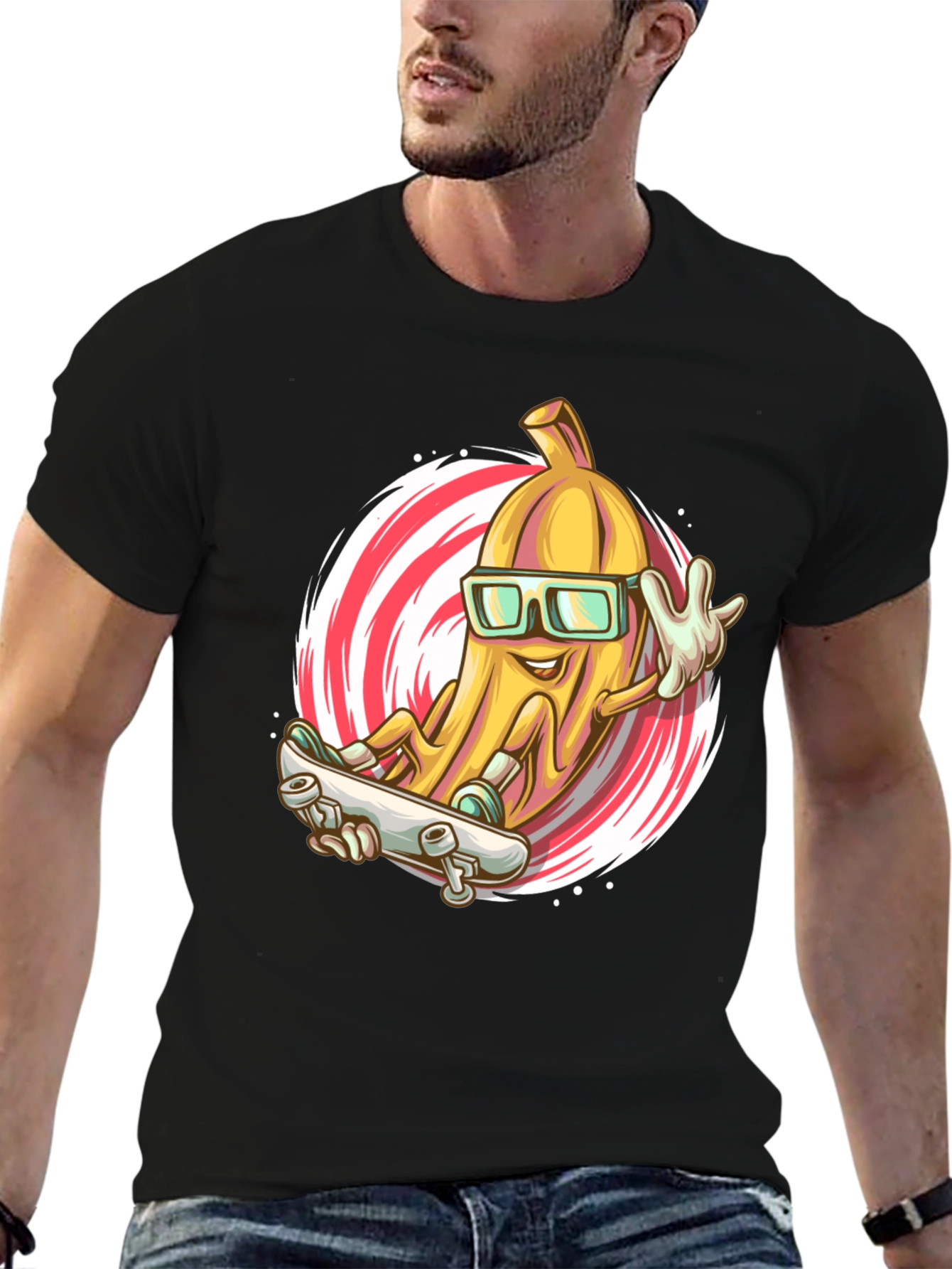 Black Cool Banana Skateboard T-Shirt view 6