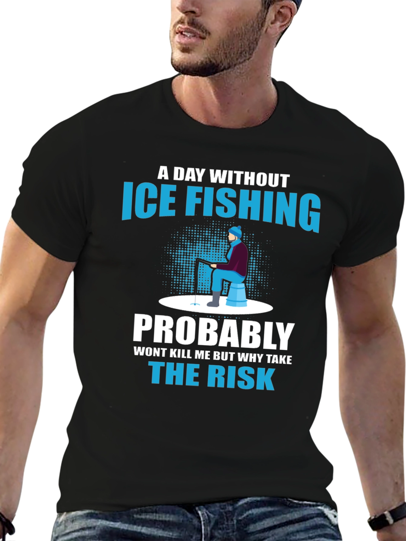 Black Ice Fishing Graphic T-Shirt view 6