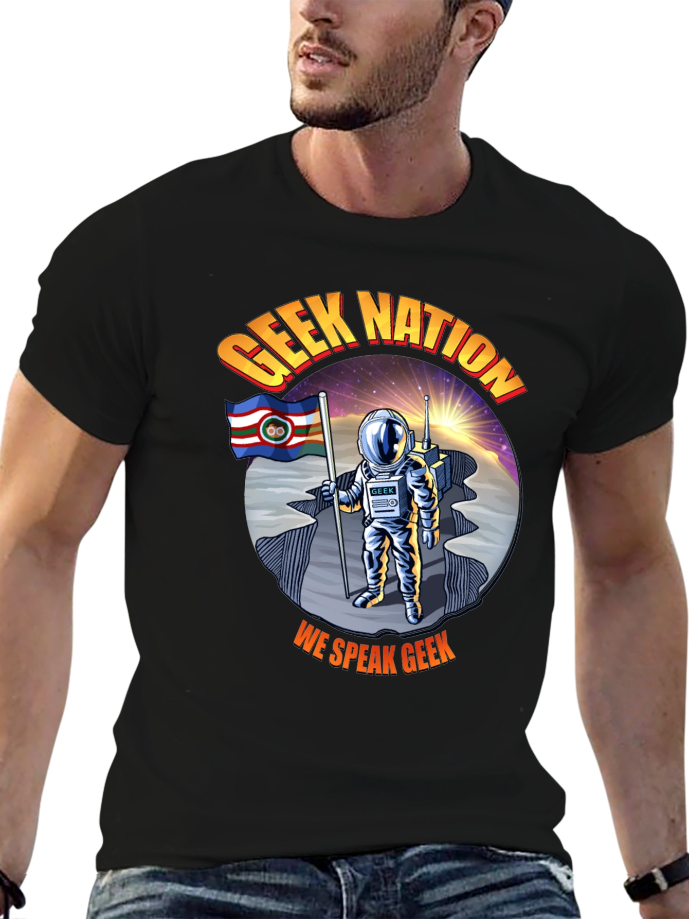 Black Geek Nation T-Shirt: Astronaut Design view 6