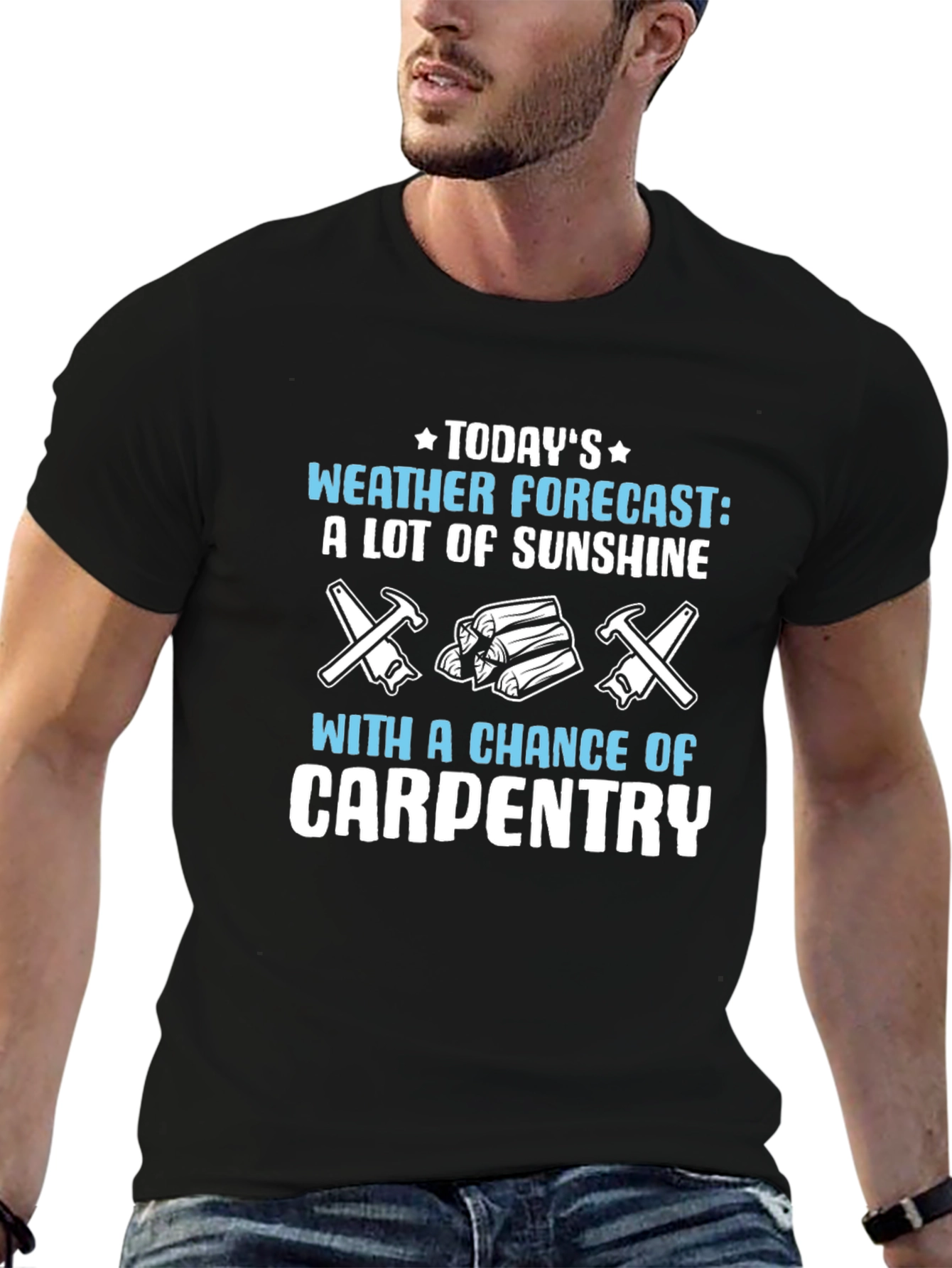 Black Carpenter Weather Forecast T-Shirt view 6
