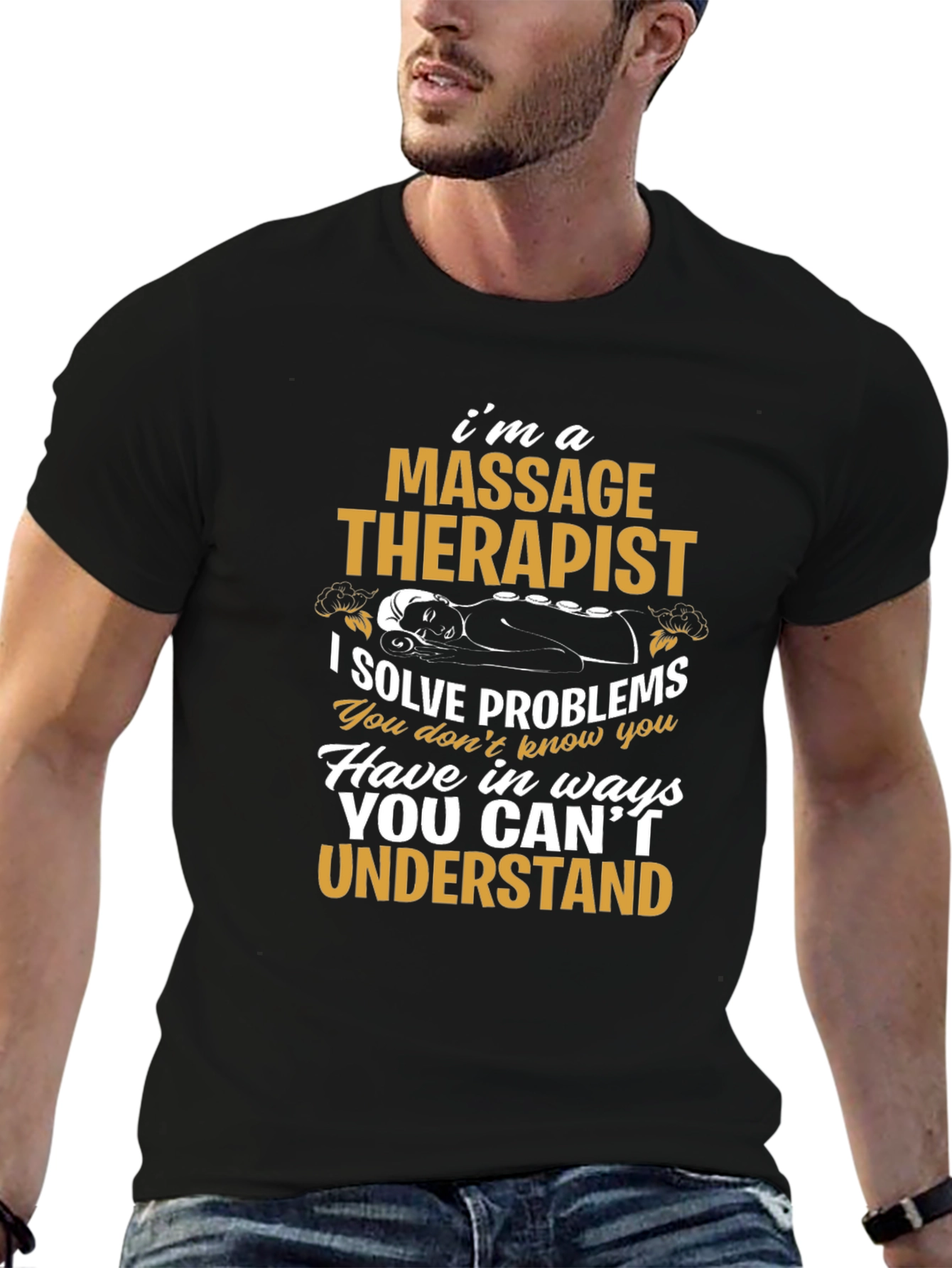 Black Massage Therapist T-Shirt: I Solve Problems view 6