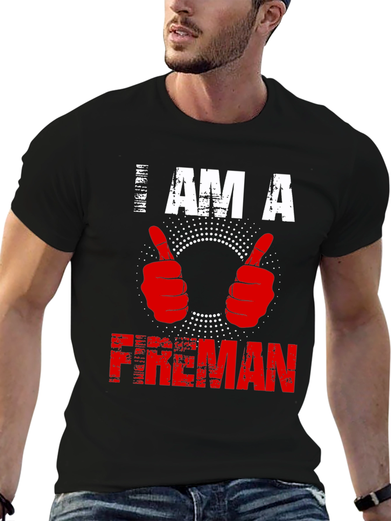 Black I am a Fireman T-shirt - Graphic Print view 6