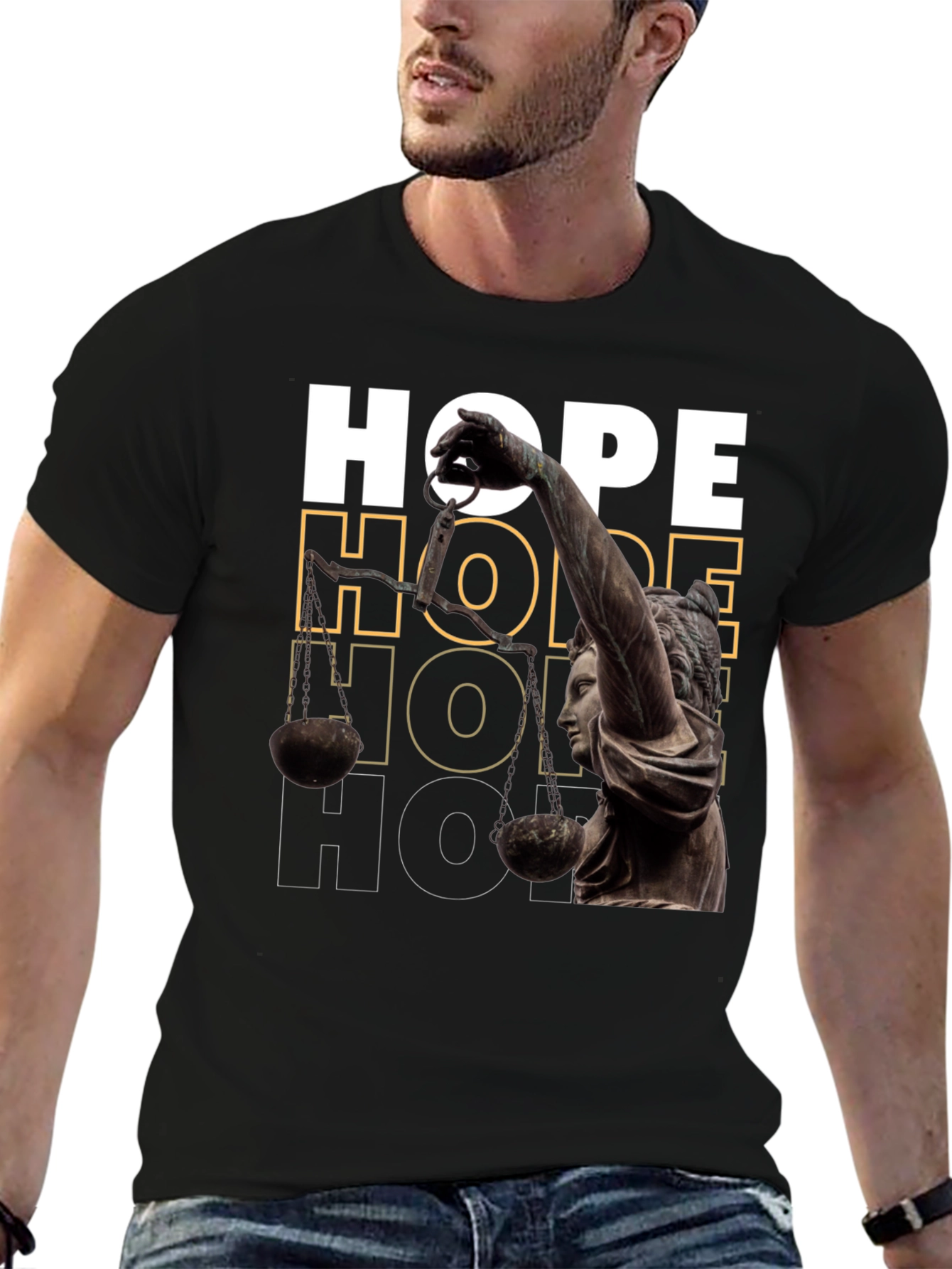 Black Hope Justice T-Shirt - Black Graphic Tee view 6