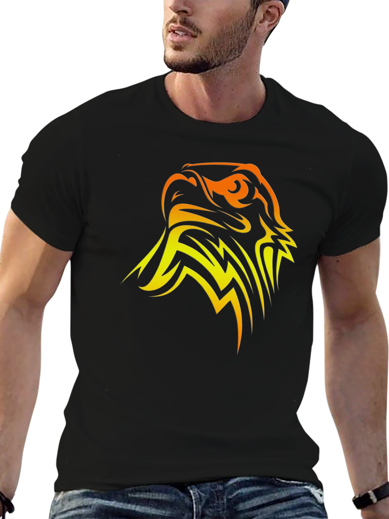 Black Bold Eagle Graphic Black T-Shirt view 6