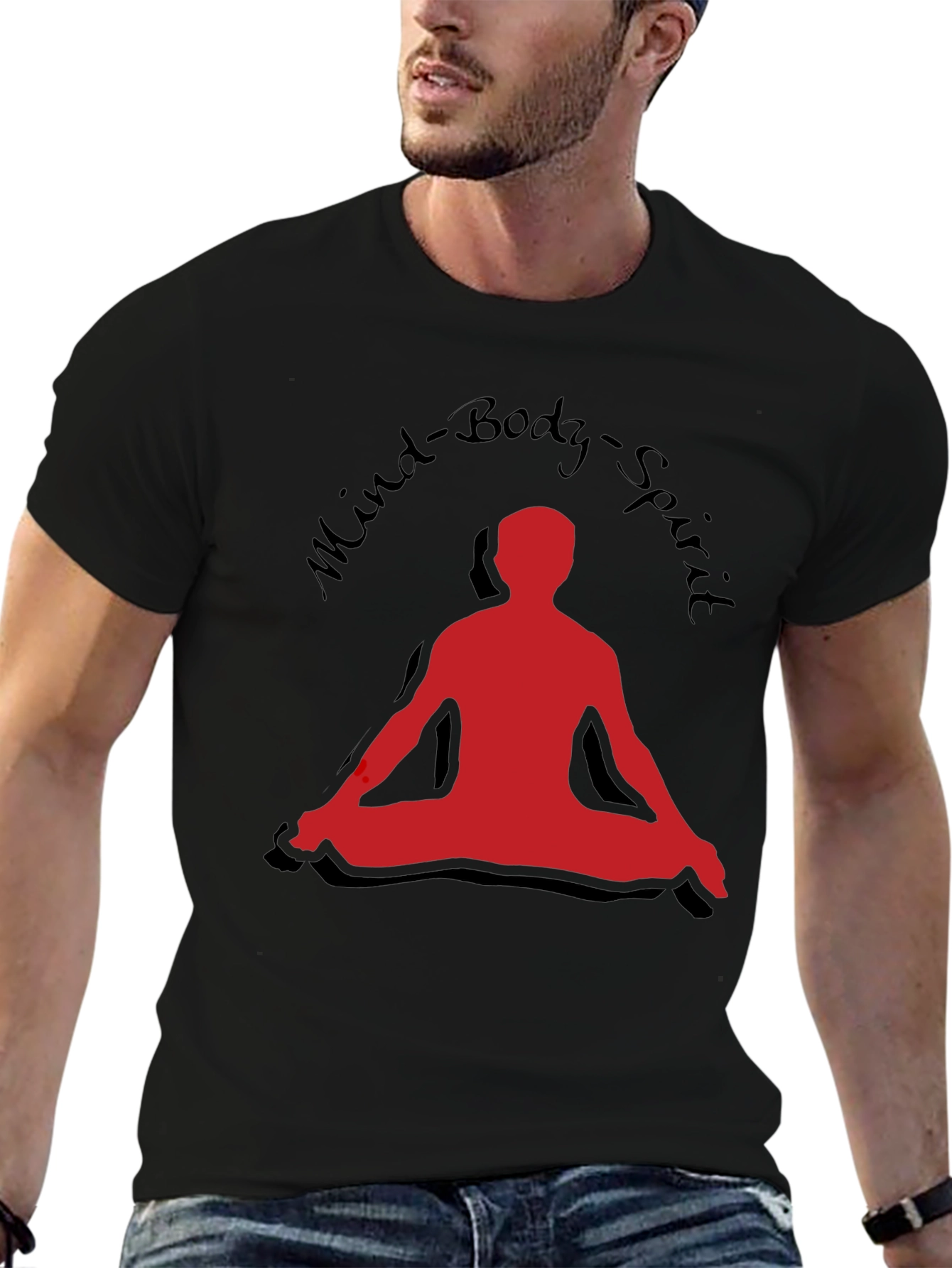 Black Mind Body Spirit T-Shirt - Yoga Meditation Tee view 6