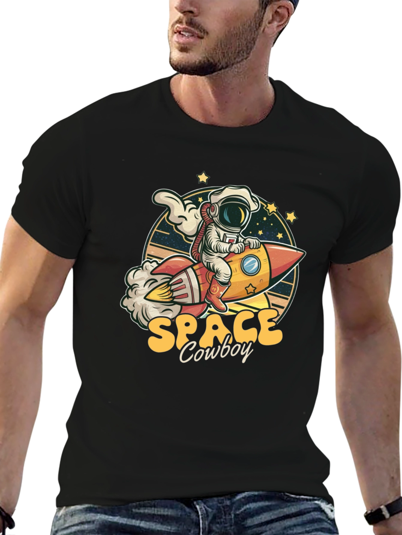 Black Space Cowboy Graphic Tee - Black view 6