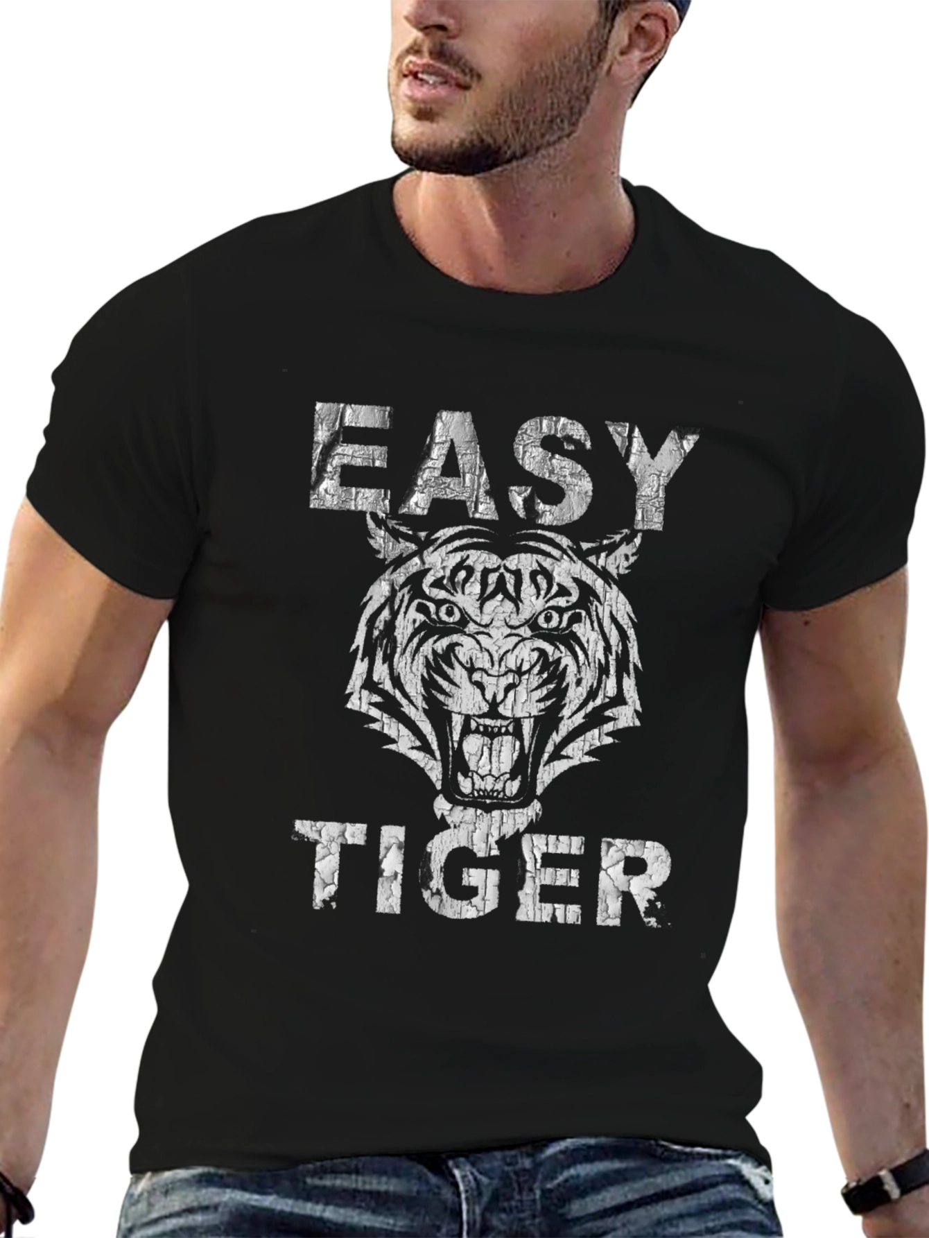 Black Easy Tiger Graphic Tee - Black view 6