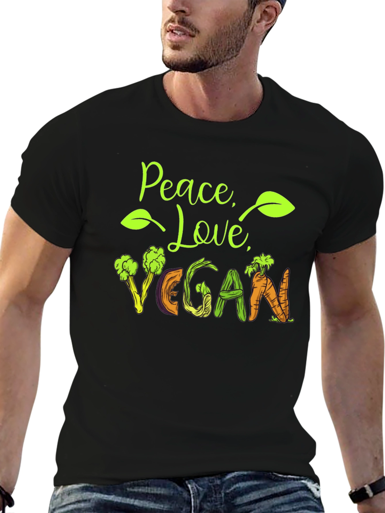 Black Peace Love Vegan Graphic Tee view 6