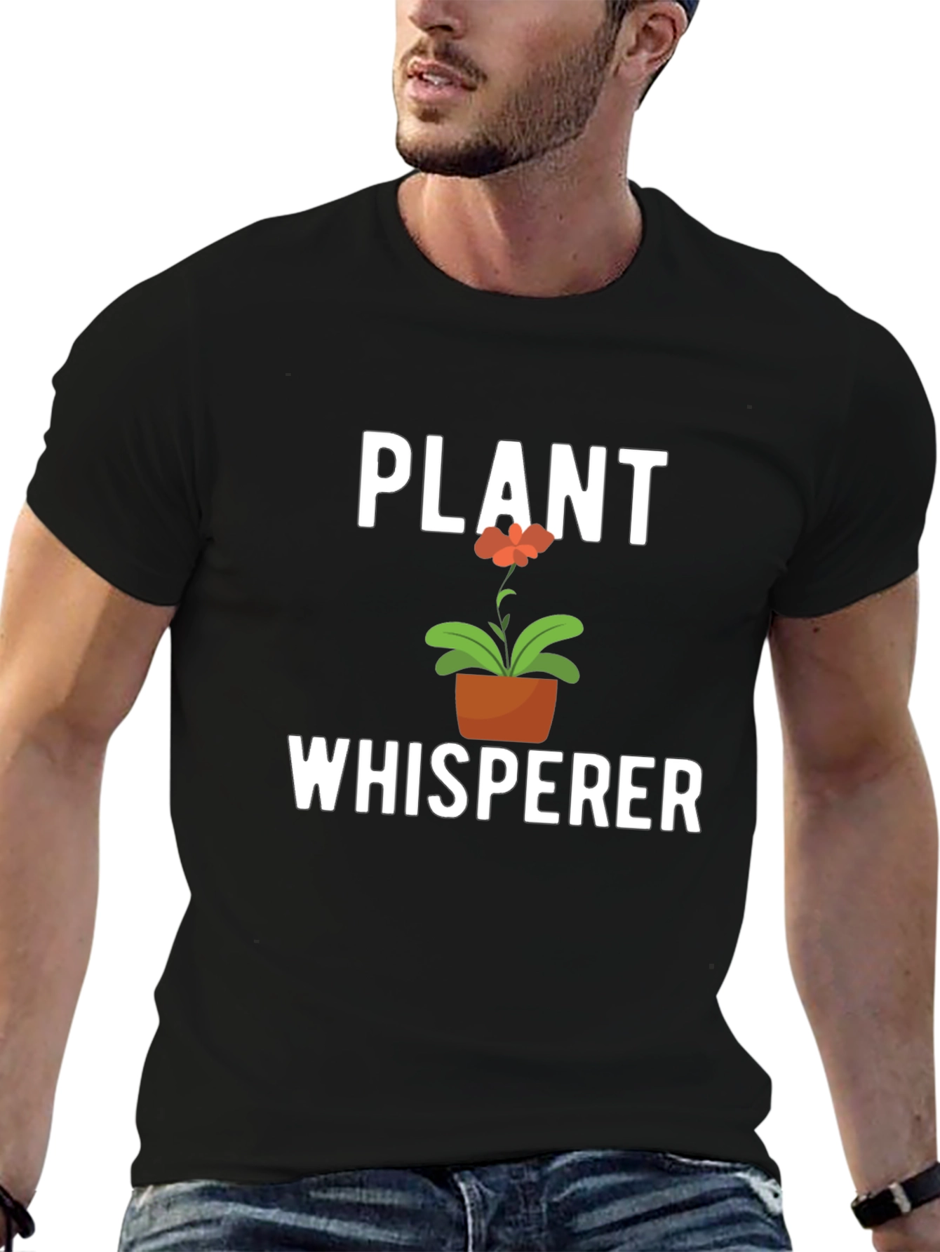 Black Plant Whisperer T-Shirt - Gardener Gift view 6