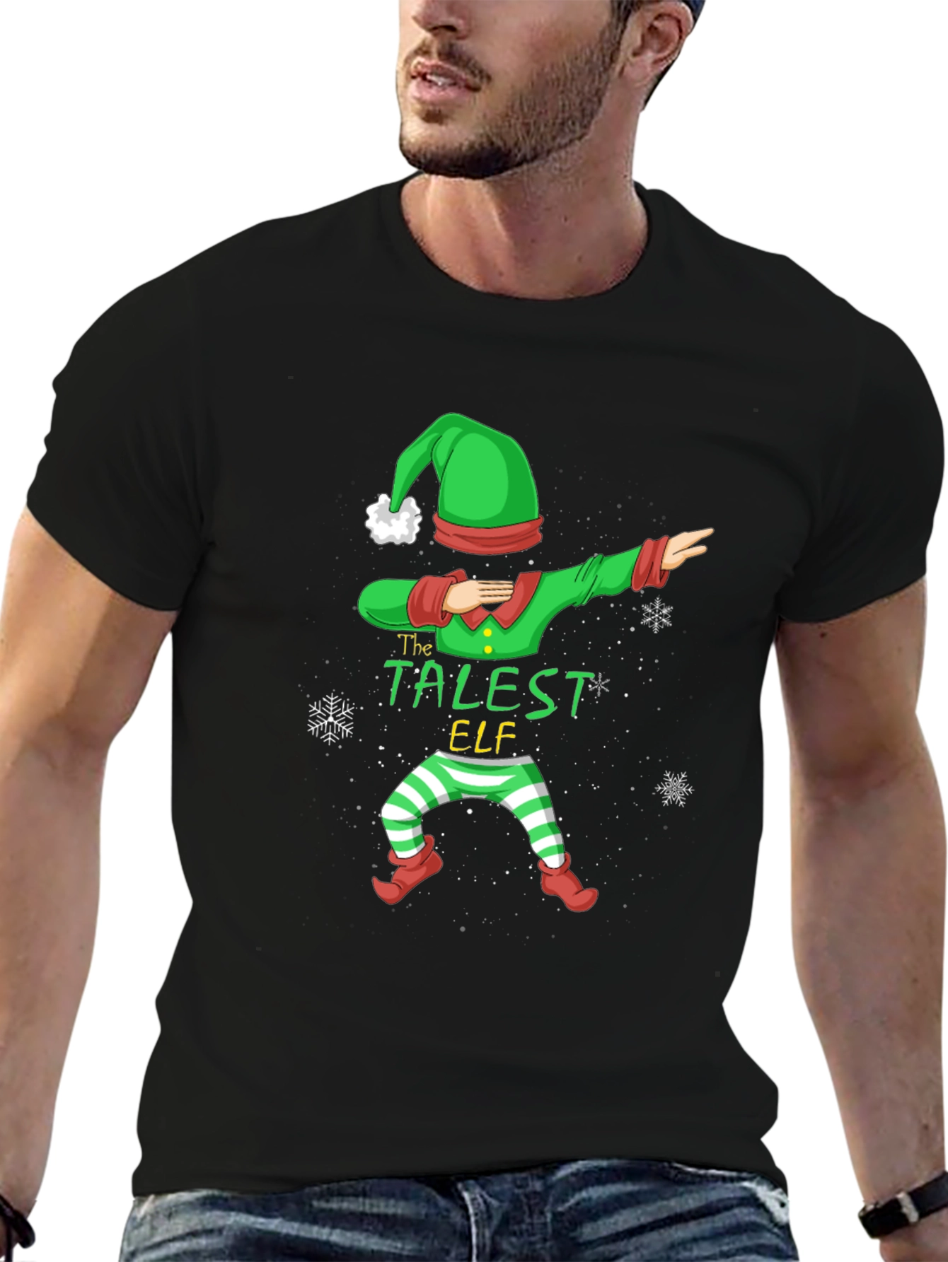 Black Dabbing Elf T-Shirt - Christmas Holiday Tee view 6