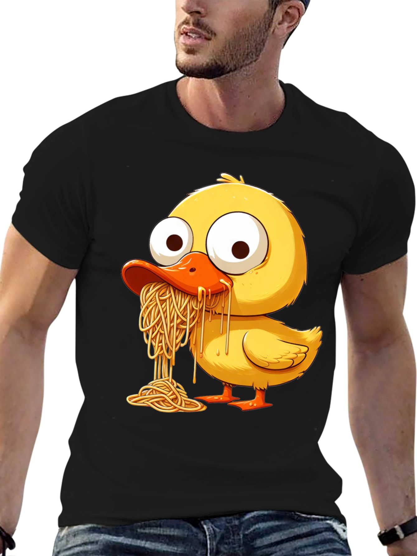 Black Duck Eating Spaghetti Graphic Tee view 6