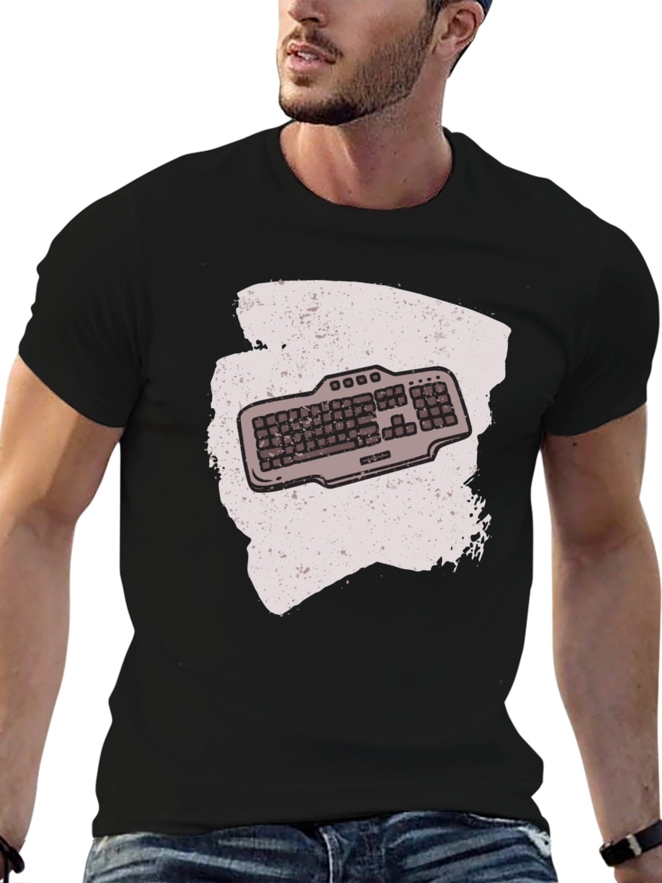 Black Keyboard Graphic T-Shirt - Gamer Style view 6