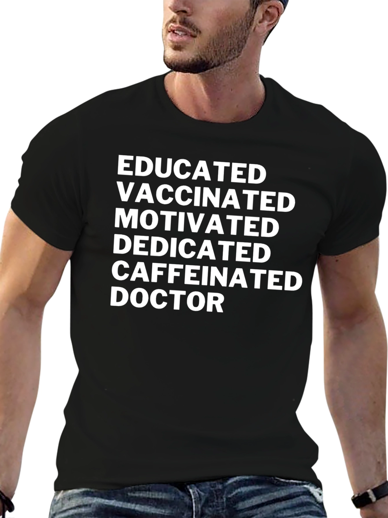 Black Educated Vaccinated Doctor Novelty T-Shirt view 6