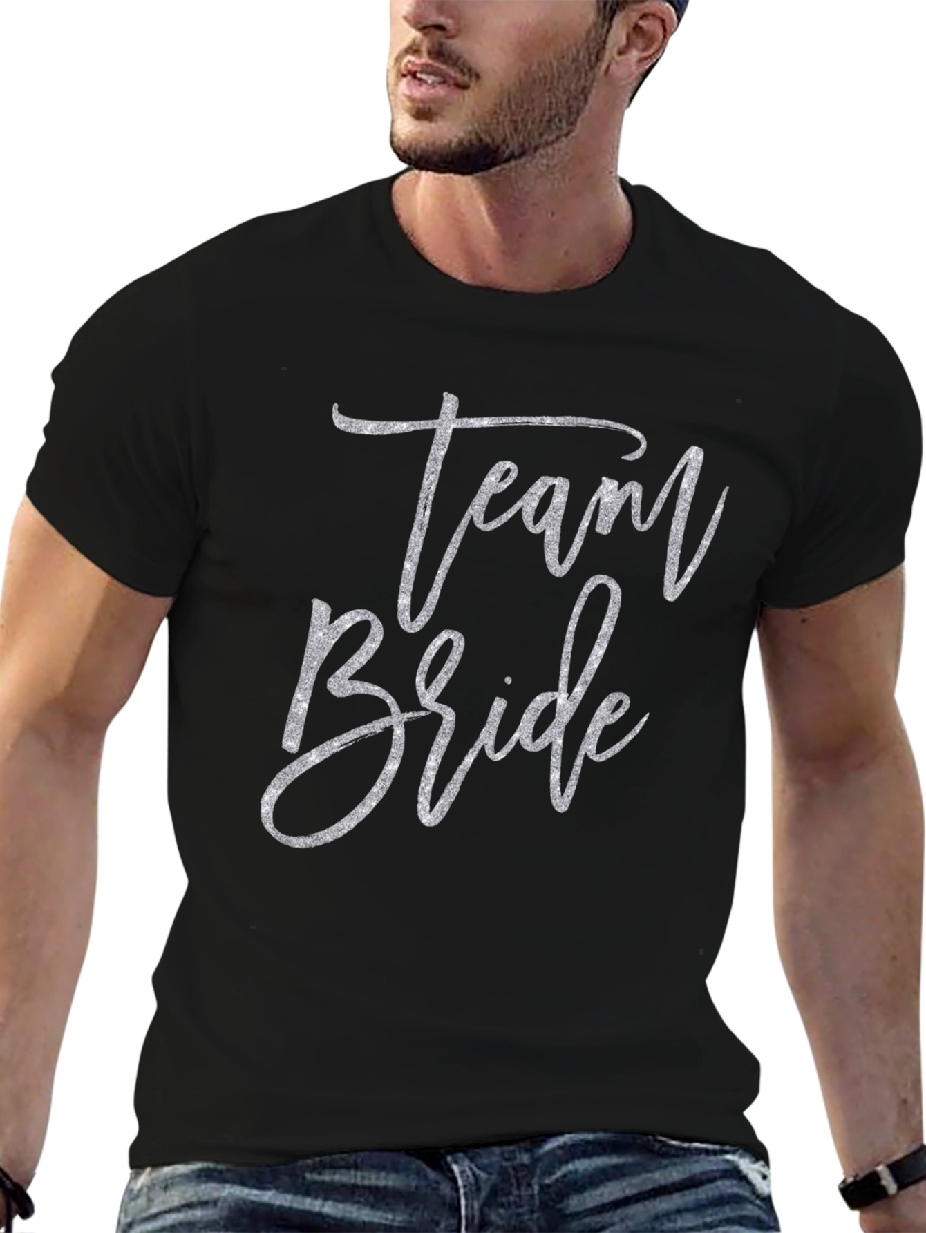 Black Team Bride Black Crew Neck T-Shirt view 6