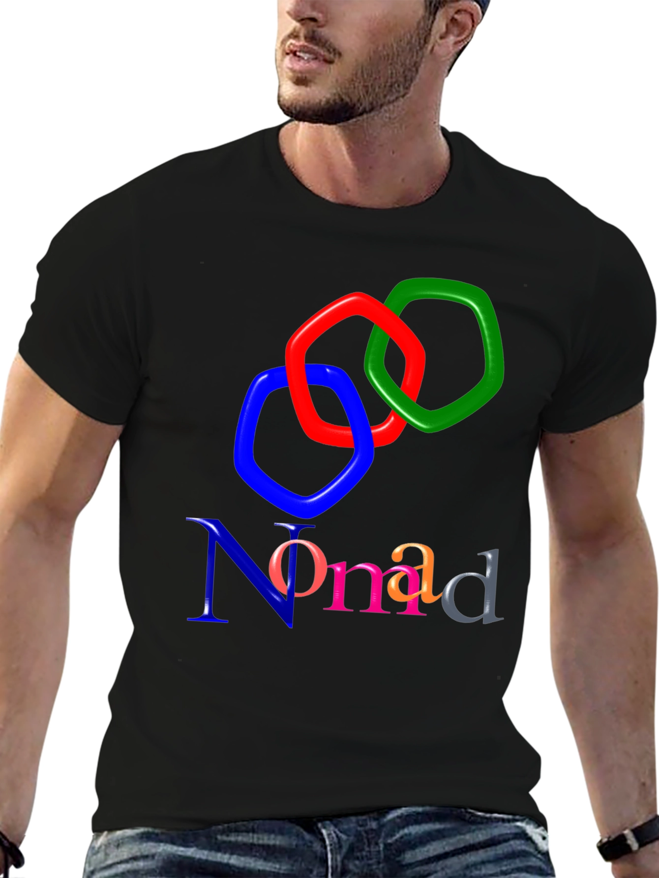 Black Nomad T-Shirt: Abstract Design, Soft Fabric view 6