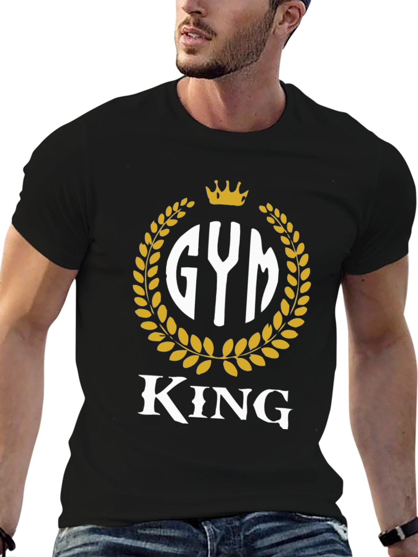 Black Gym King T-Shirt - Black Fitness Tee view 6