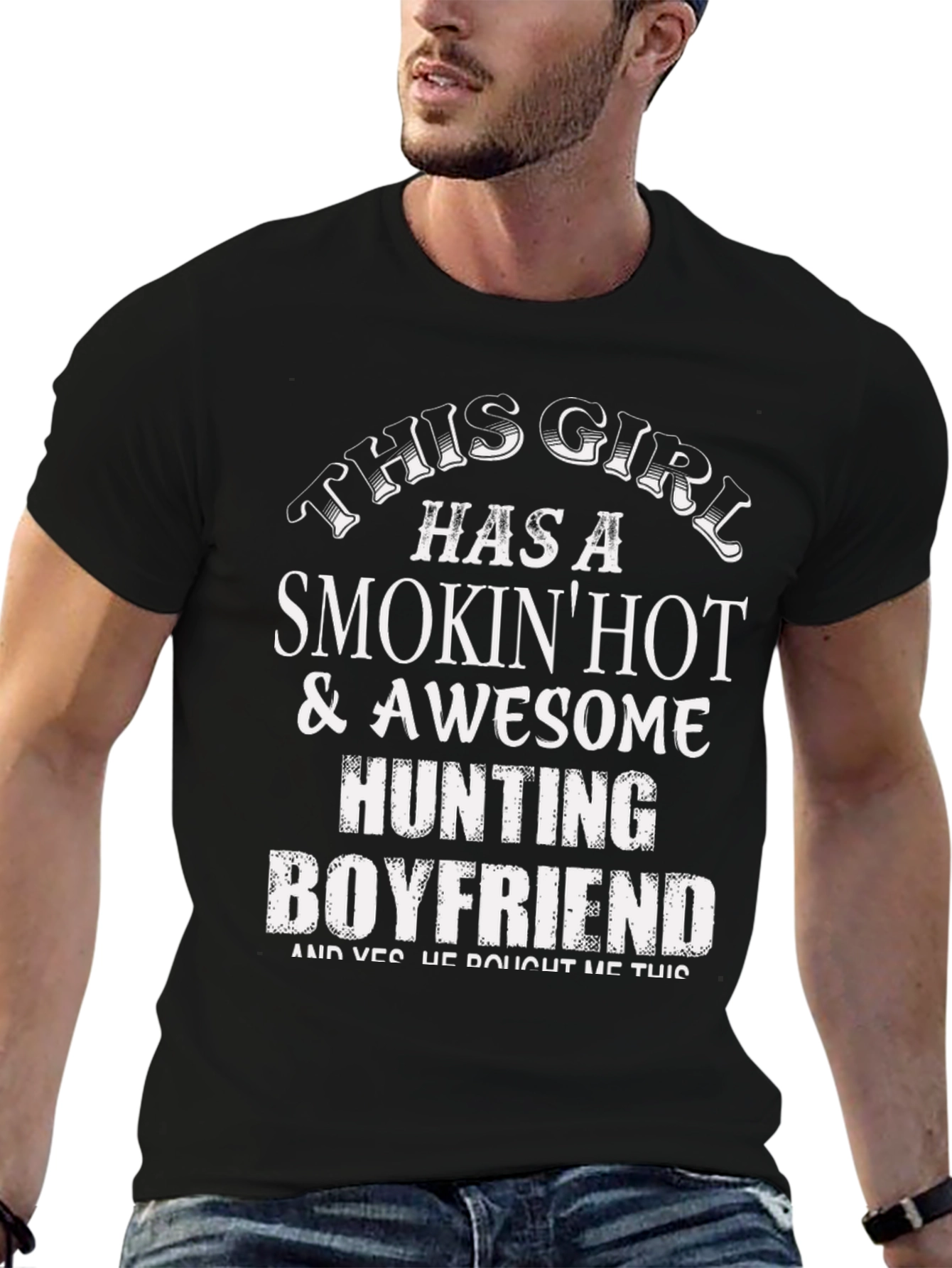 Black Smokin' Hot Hunting Boyfriend Graphic Tee view 6